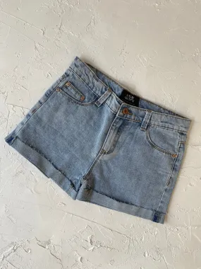 Light Blue Wash Frayed Shorts