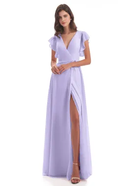 Lilac Bridesmaid Dresses Uk Hope Charming V Neck Long Chiffon Bridesmaid Dresses