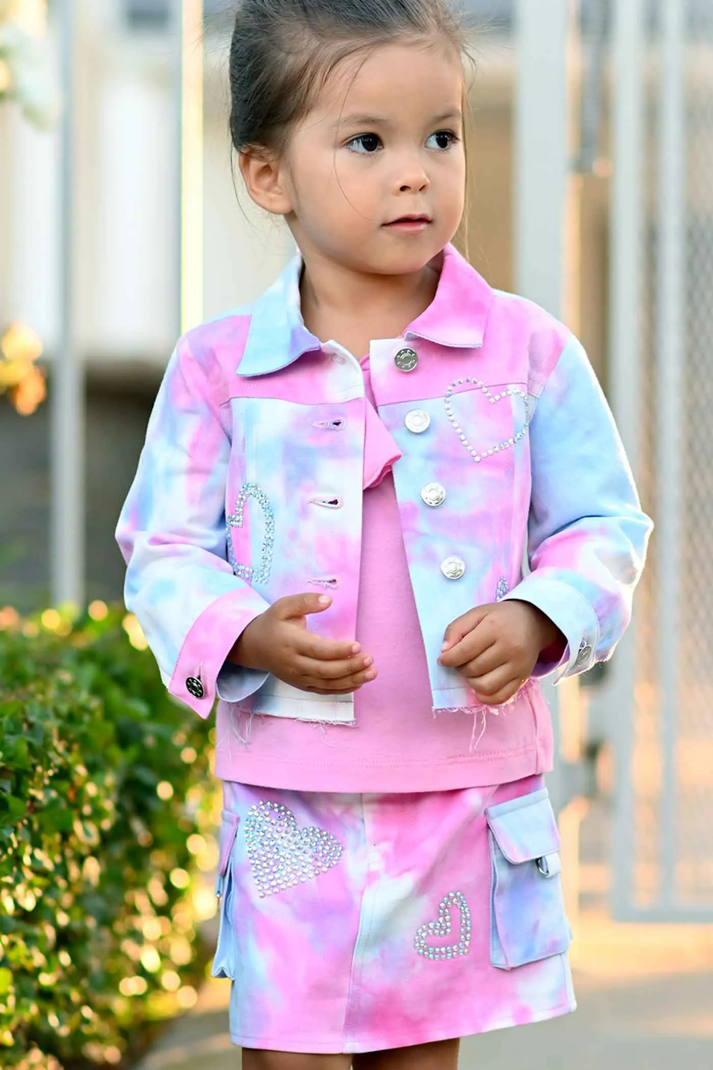 Little Girls Tie Dye Denim Jacket