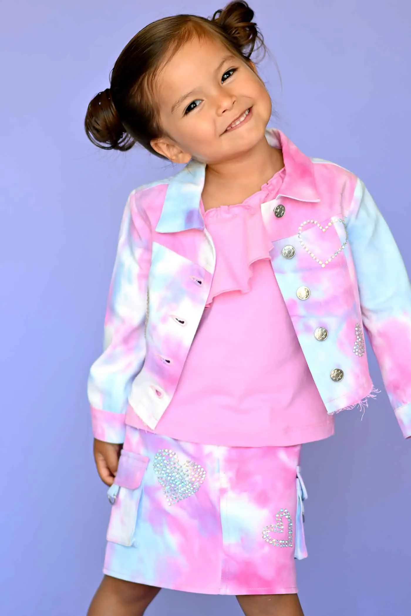 Little Girls Tie Dye Denim Jacket