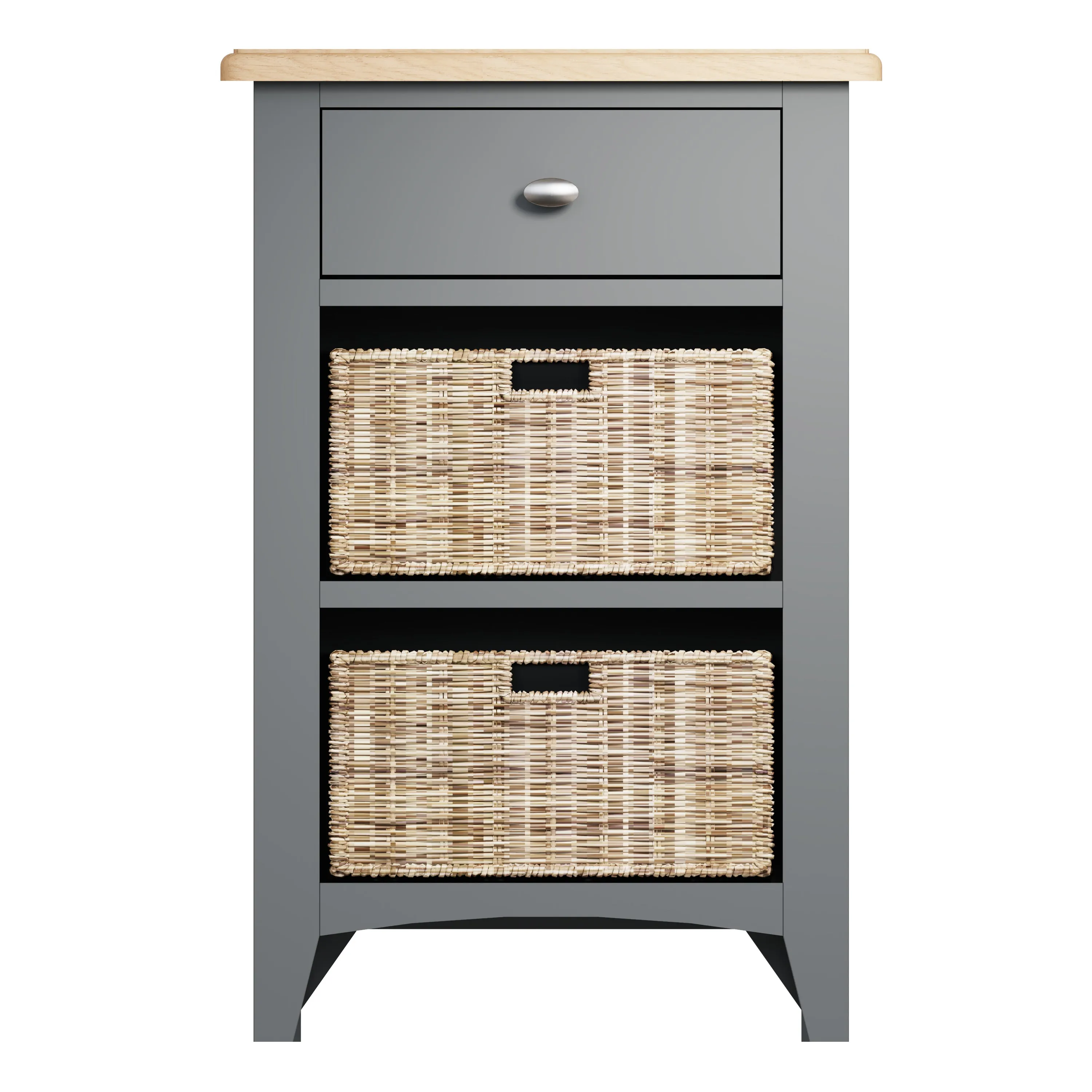 Malmesbury Grey Cabinet 1 Drawer 2 Basket 50 x 30 x 75 cm