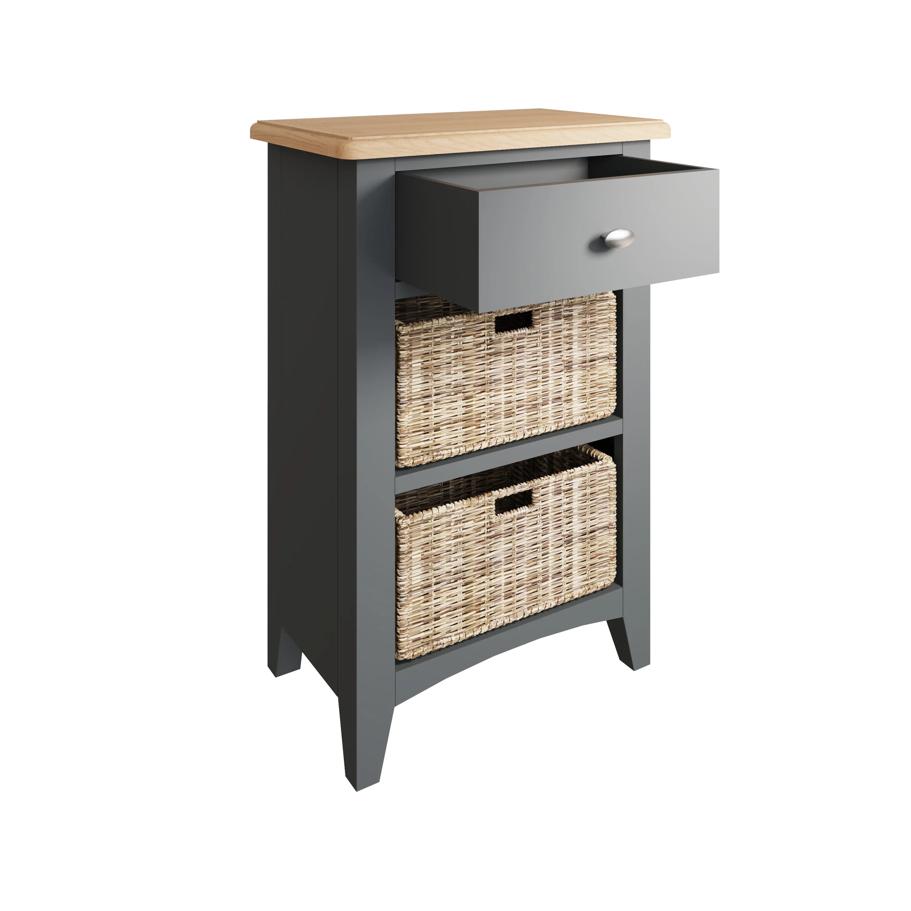 Malmesbury Grey Cabinet 1 Drawer 2 Basket 50 x 30 x 75 cm