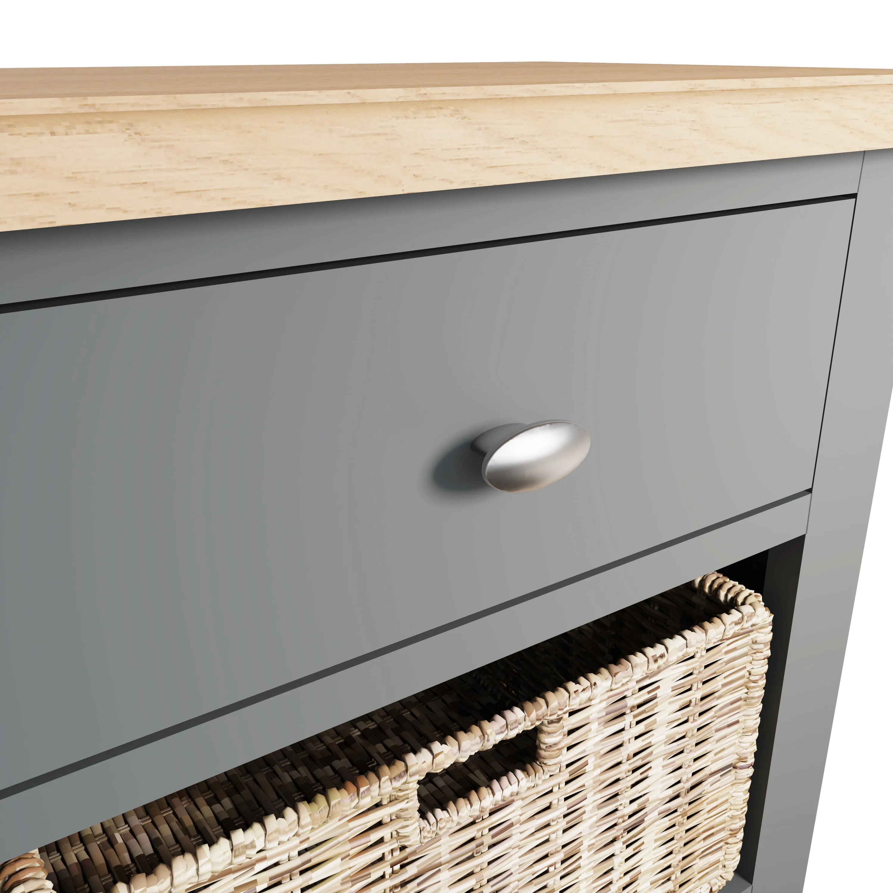 Malmesbury Grey Cabinet 1 Drawer 2 Basket 50 x 30 x 75 cm