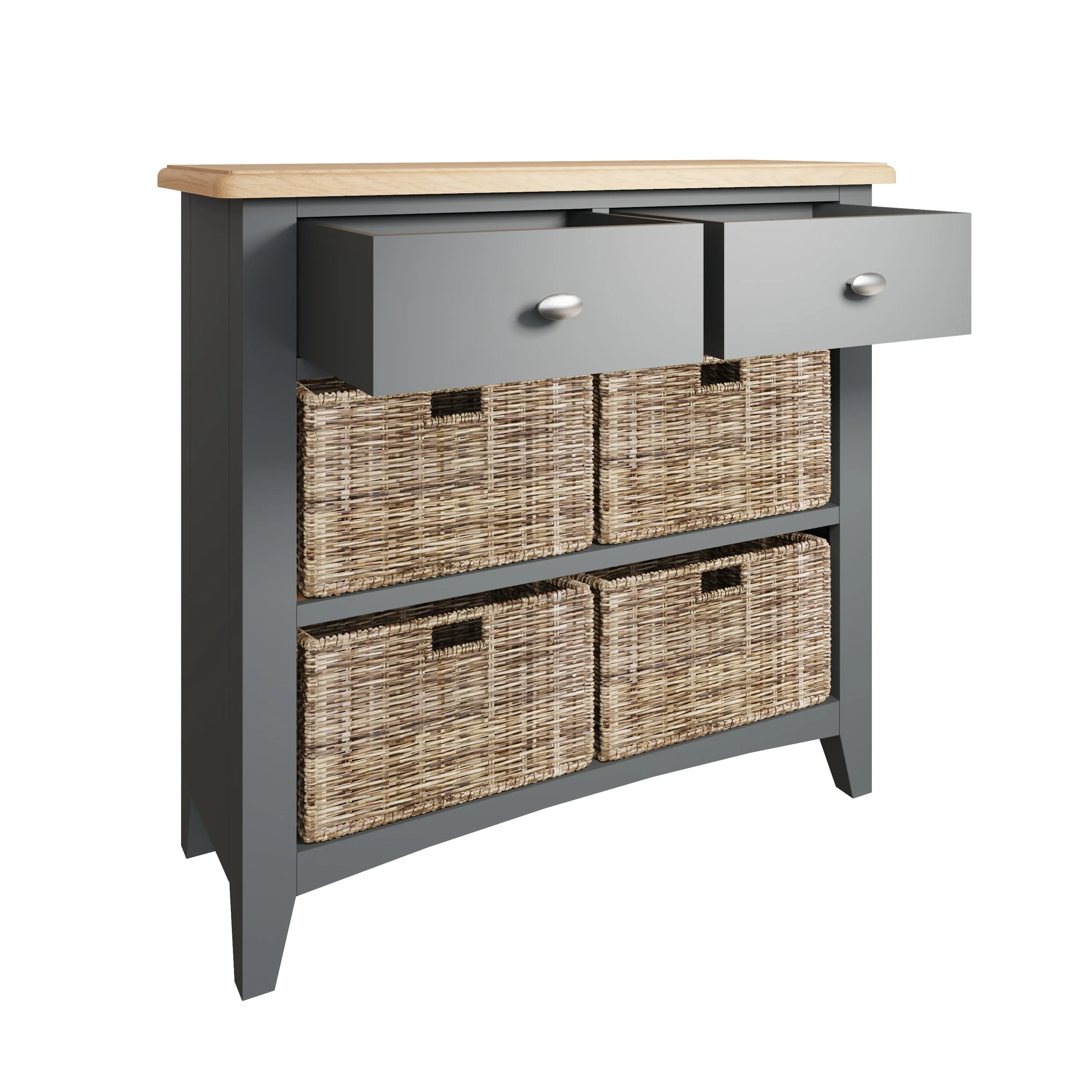 Malmesbury Grey Cabinet 2 Drawer 4 Basket 80 x 30 x 75 cm