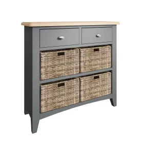 Malmesbury Grey Cabinet 2 Drawer 4 Basket 80 x 30 x 75 cm