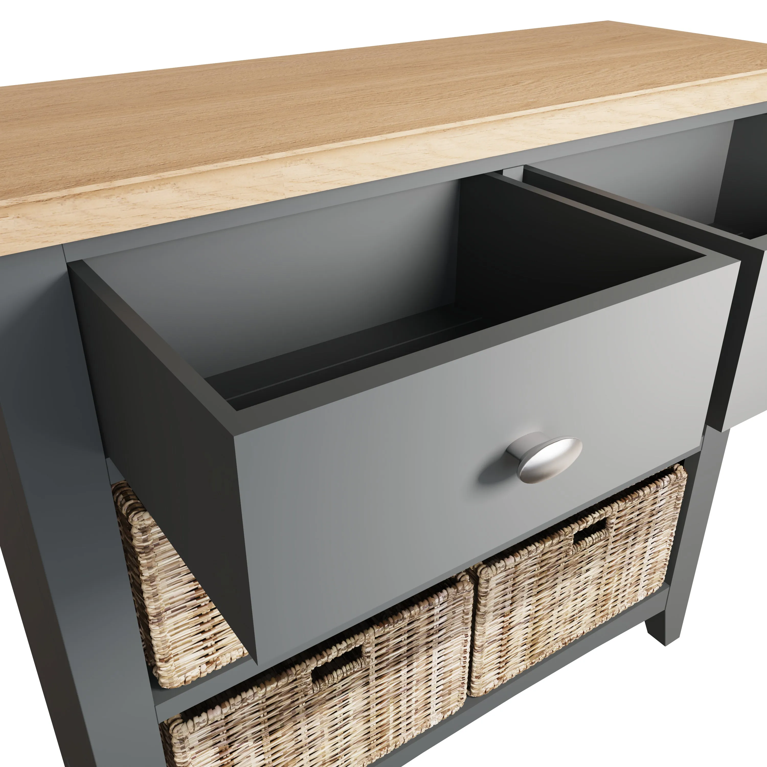 Malmesbury Grey Cabinet 2 Drawer 4 Basket 80 x 30 x 75 cm