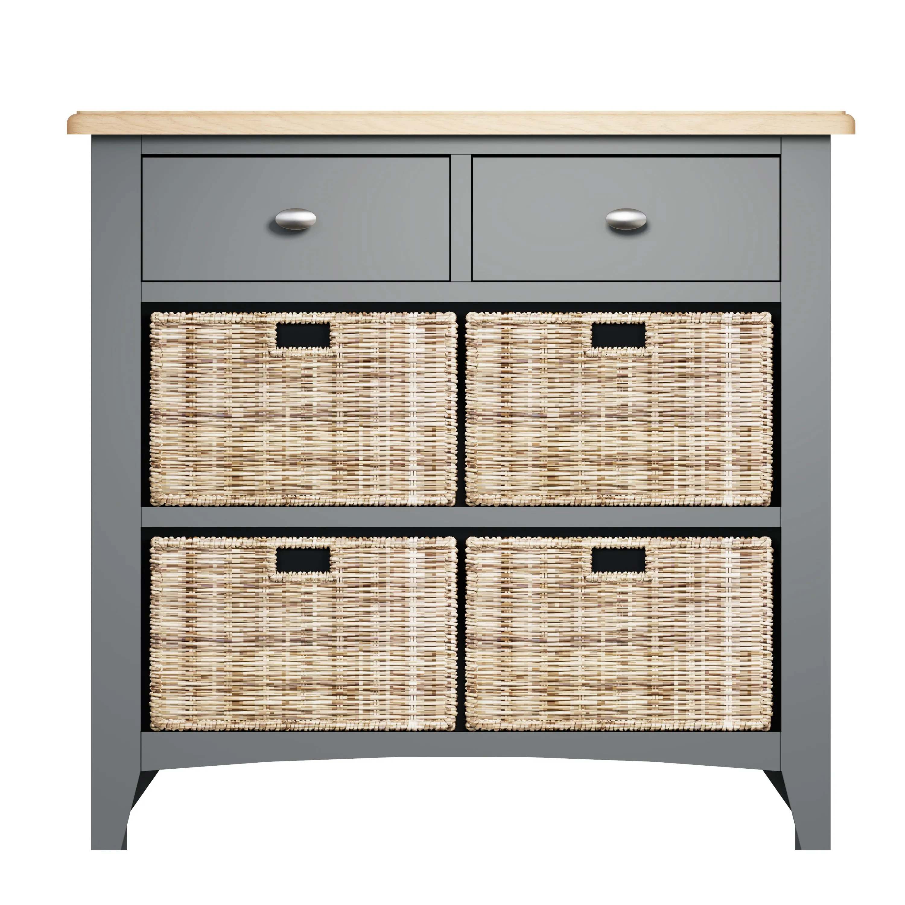 Malmesbury Grey Cabinet 2 Drawer 4 Basket 80 x 30 x 75 cm