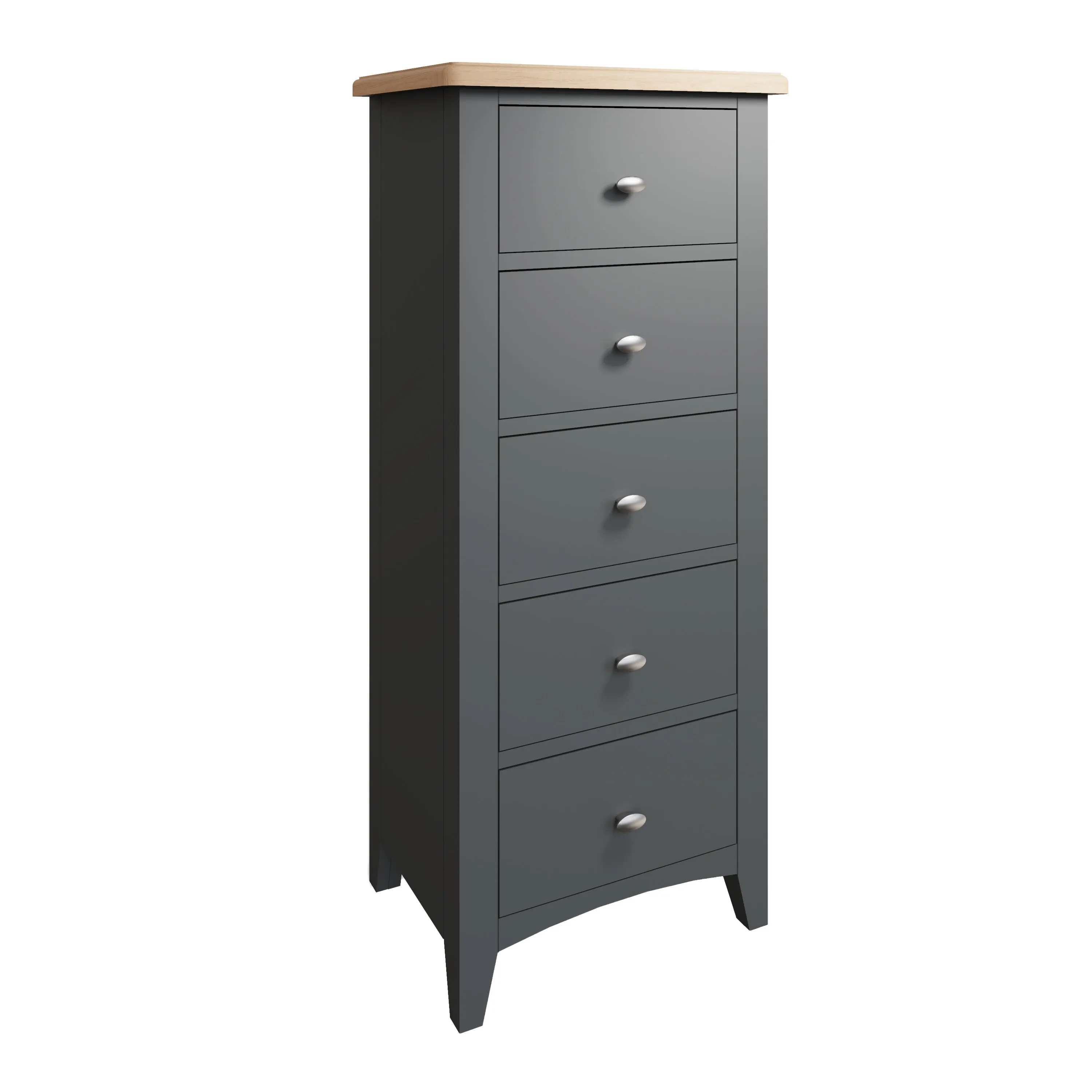 Malmesbury Grey Chest of 5 Drawers - Narrow 50 x 36 x 115 cm