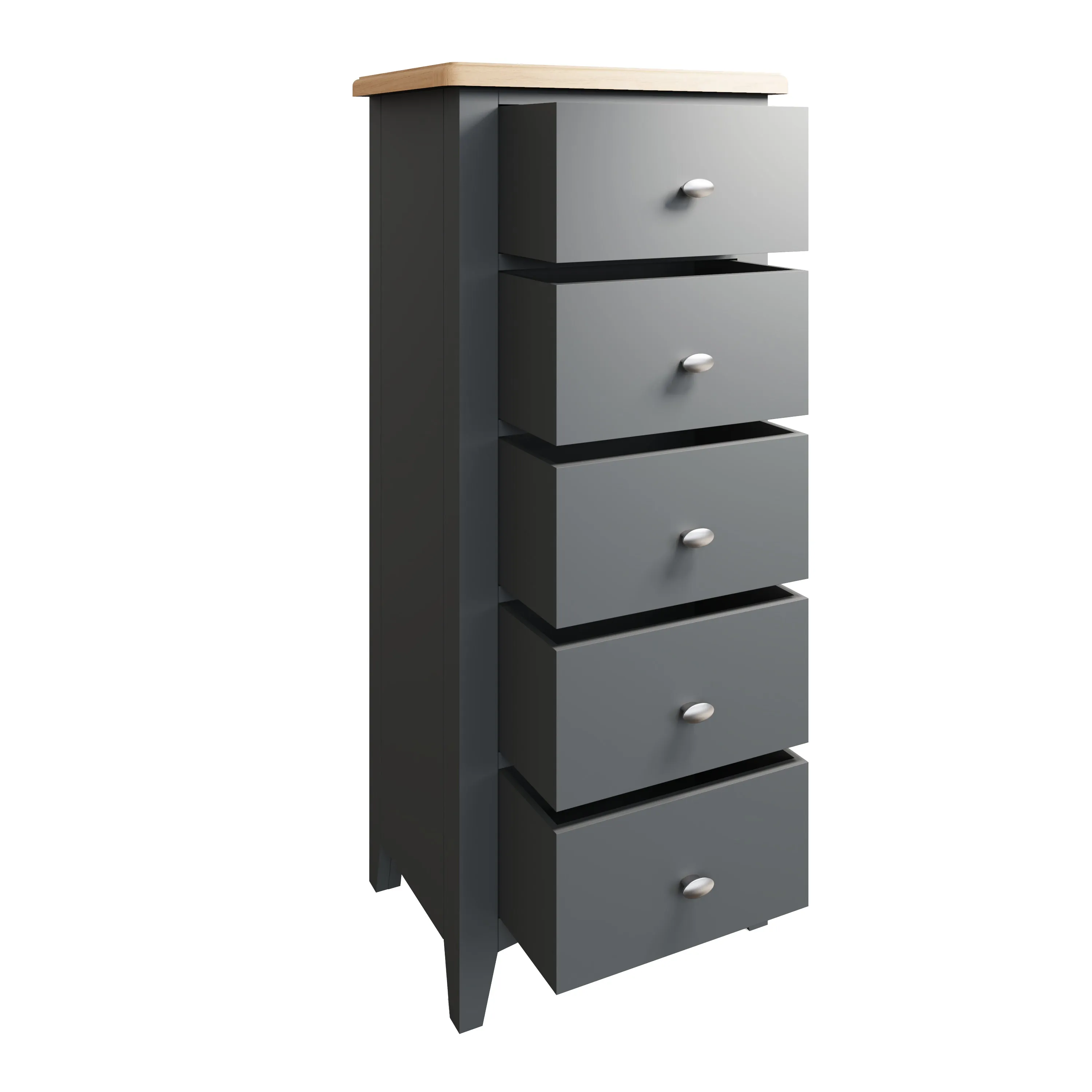 Malmesbury Grey Chest of 5 Drawers - Narrow 50 x 36 x 115 cm