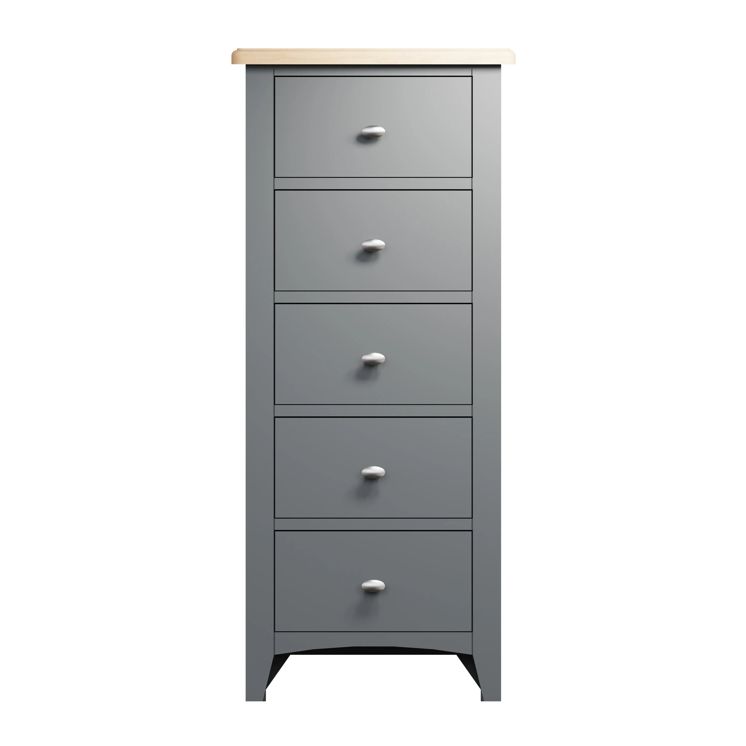 Malmesbury Grey Chest of 5 Drawers - Narrow 50 x 36 x 115 cm