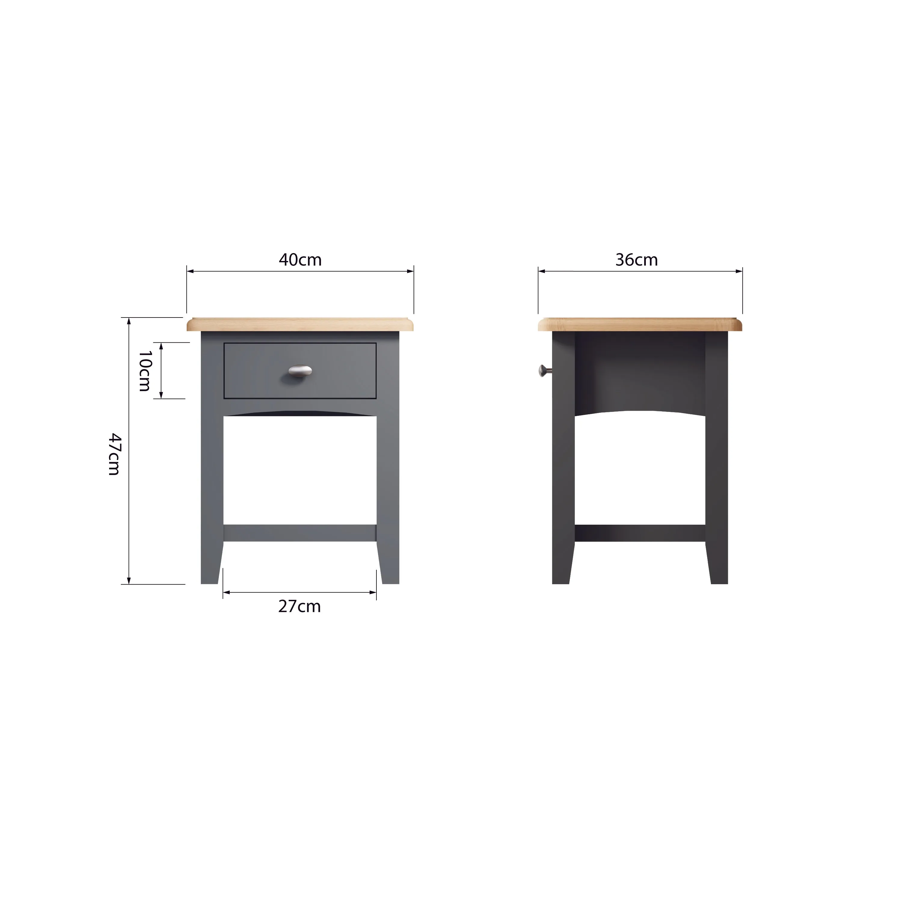 Malmesbury Grey Lamp Table 1 Drawer 40 x 36 x 47 cm