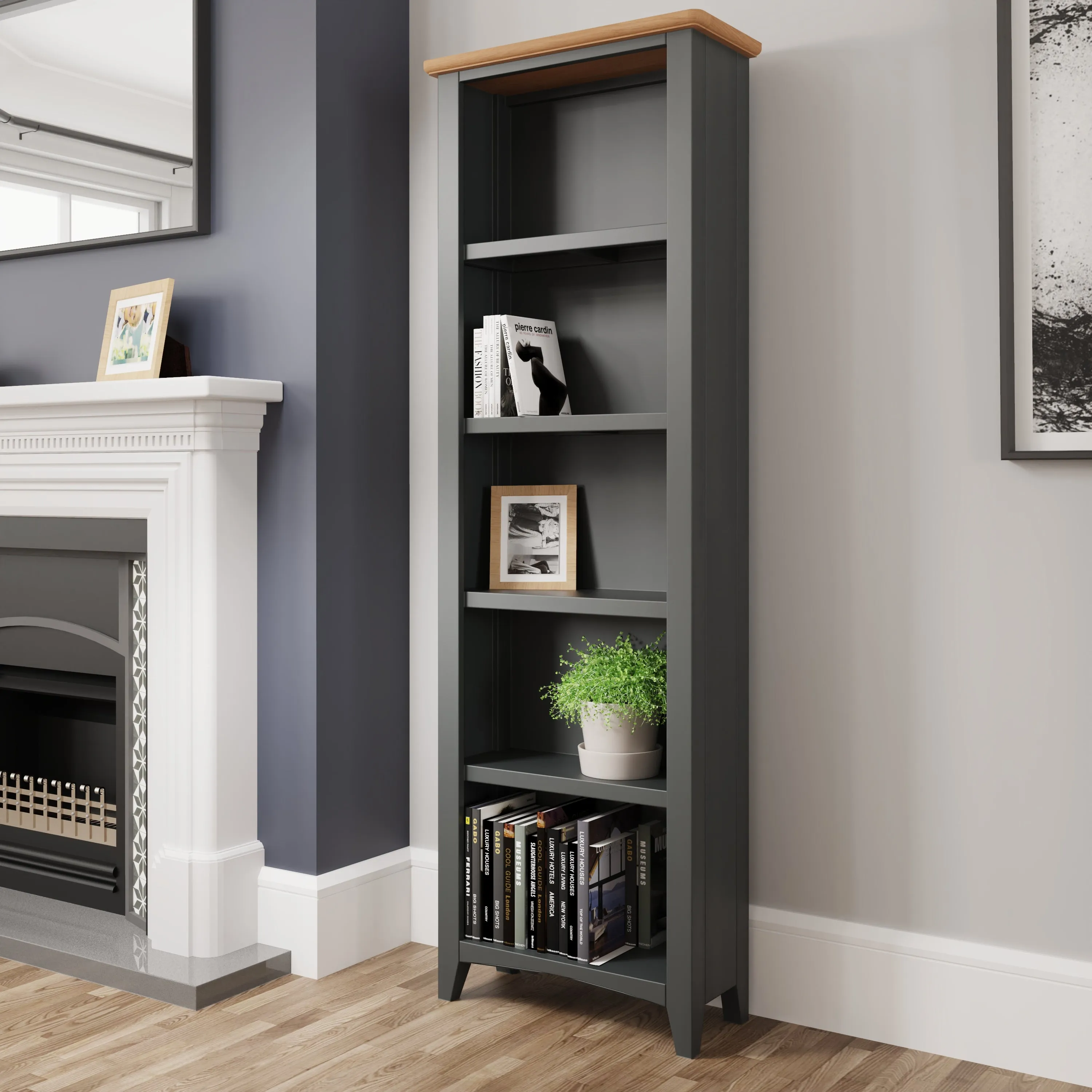 Malmesbury Grey Large Bookcase 60 x 25 x 180 cm