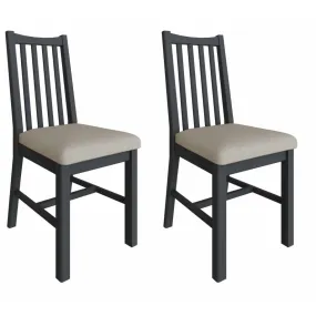 Malmesbury Grey Pair of Chairs Fabric Seat 43 x 52 x 94 cm