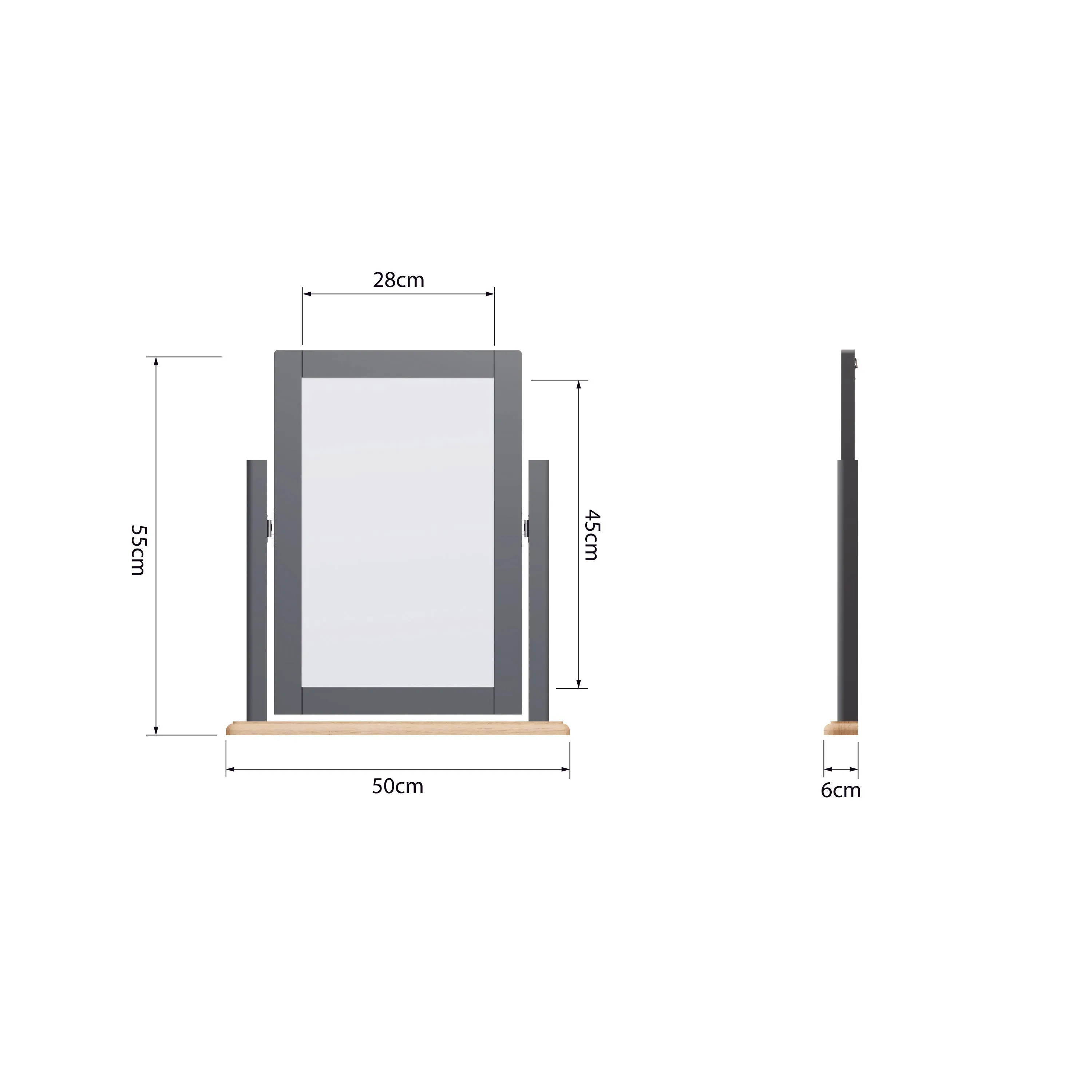 Malmesbury Grey Trinket Mirror 50 x 6 x 55 cm