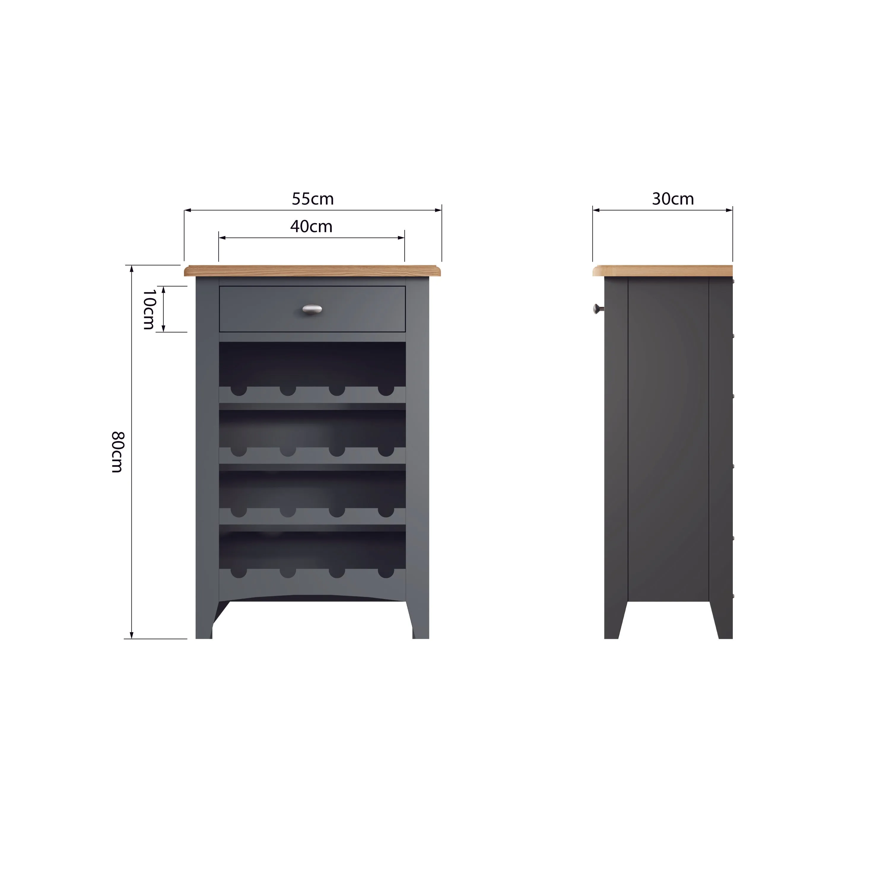 Malmesbury Grey Wine Cabinet 55 x 30 x 80 cm