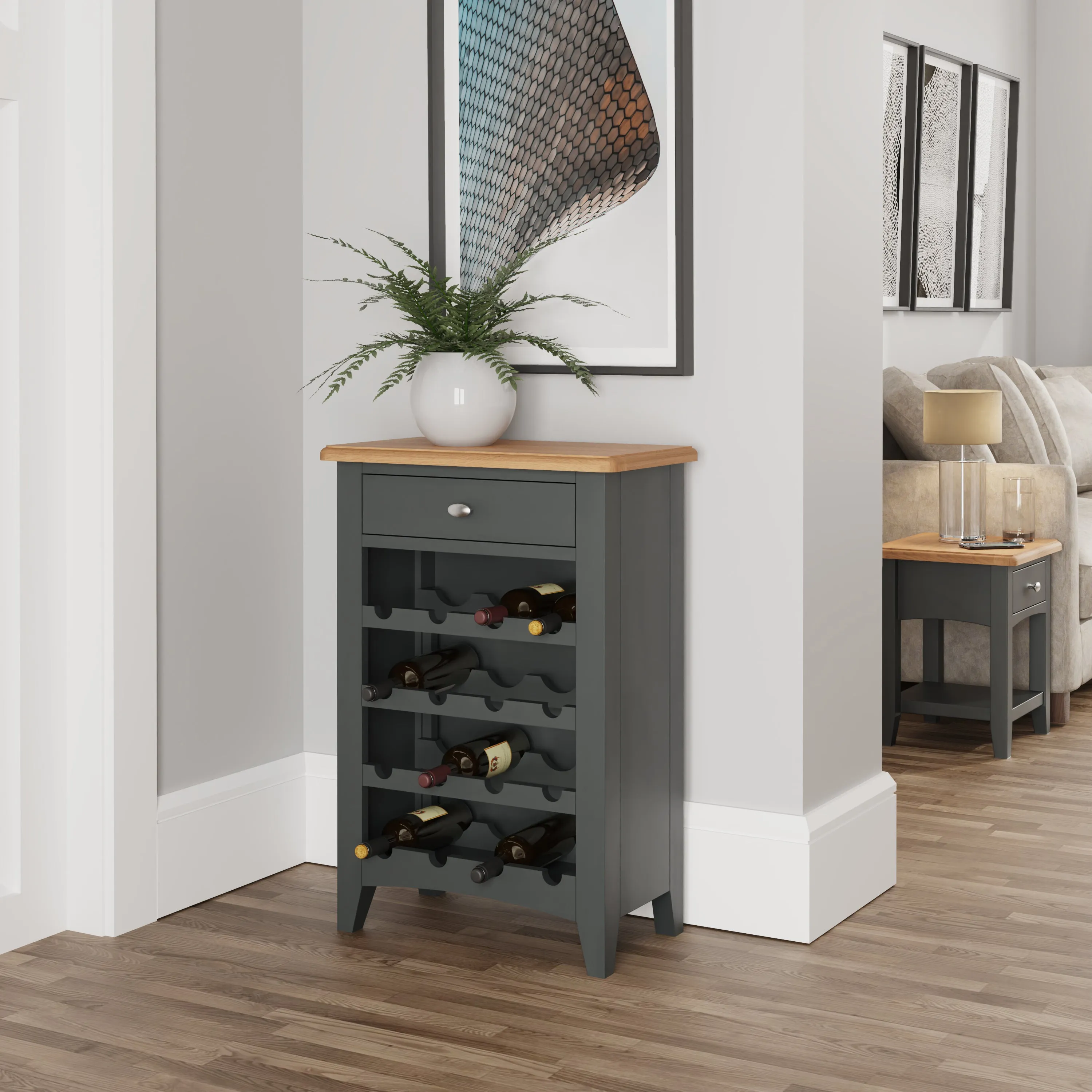 Malmesbury Grey Wine Cabinet 55 x 30 x 80 cm