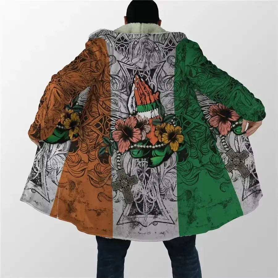 Manga Flower Puerto Rico Cloak 3D All over Printed Hoodie Cloak for Men Women Winter Fleece Wind Breaker Warm Hood Cloak