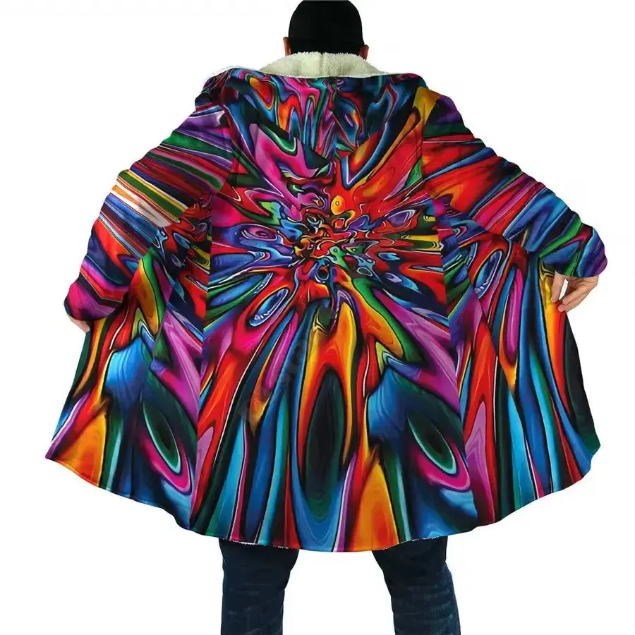 Manga Flower Puerto Rico Cloak 3D All over Printed Hoodie Cloak for Men Women Winter Fleece Wind Breaker Warm Hood Cloak