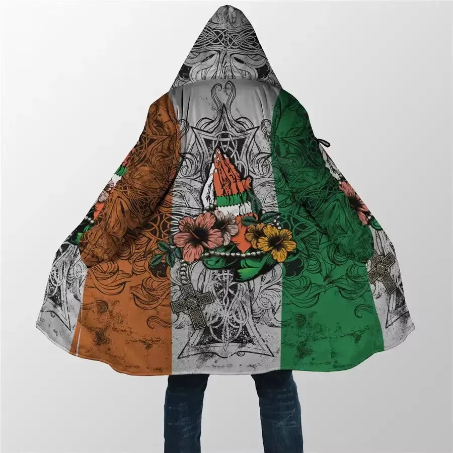 Manga Flower Puerto Rico Cloak 3D All over Printed Hoodie Cloak for Men Women Winter Fleece Wind Breaker Warm Hood Cloak