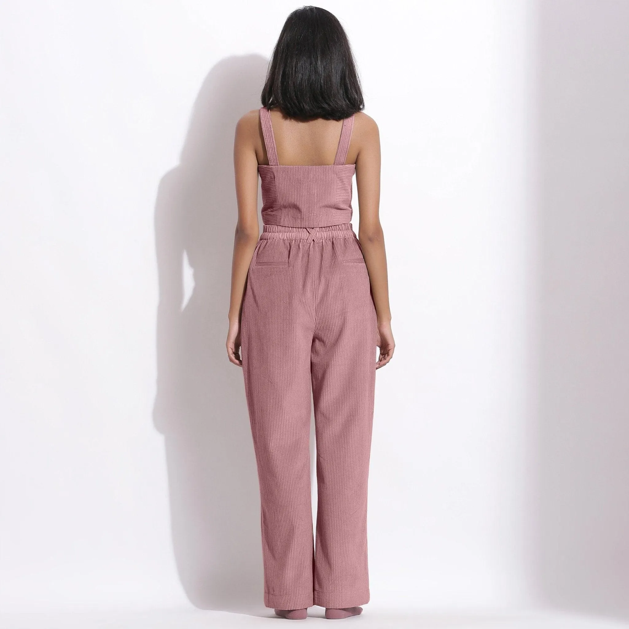 Mauve Warm Cotton Corduroy Slim Fit Crop Top