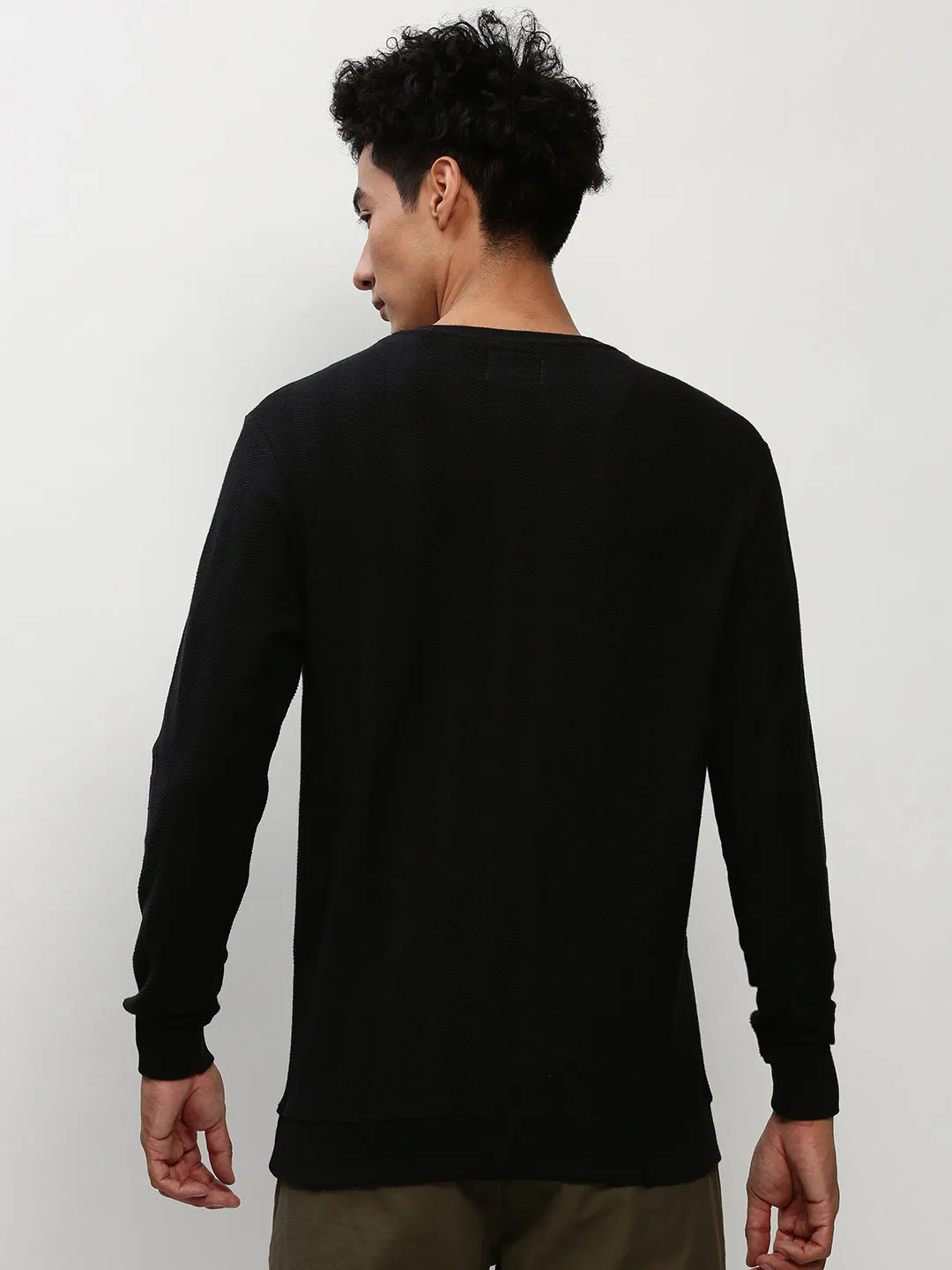 Men Black Chevron Casual Sweatshirts