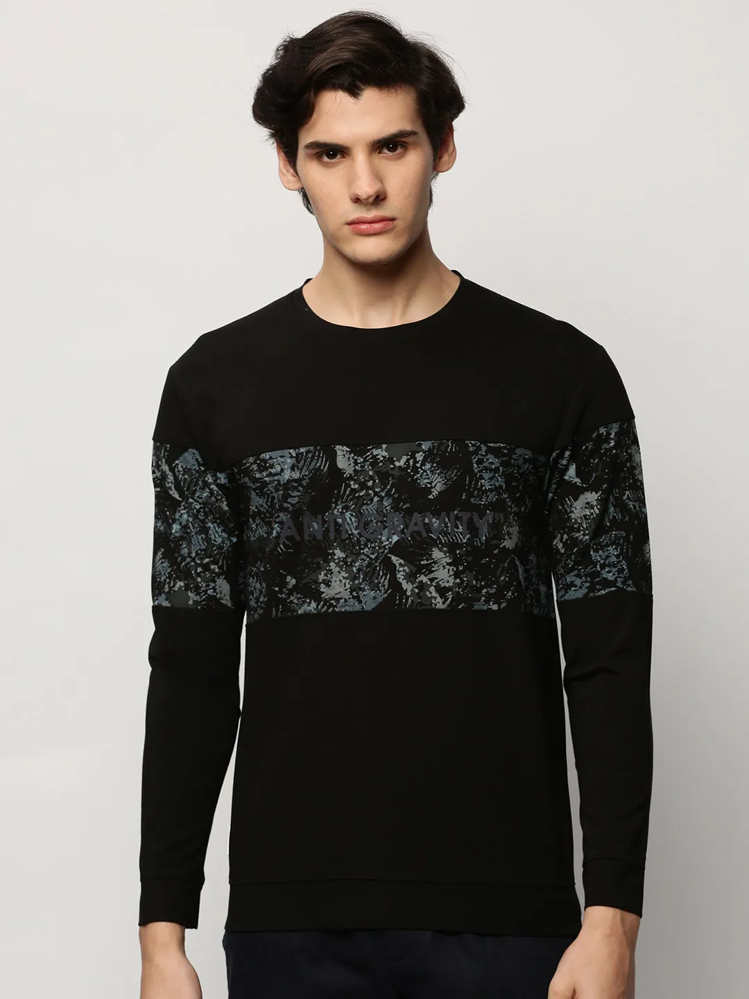 Men Black Printed Casual Sweatshirts