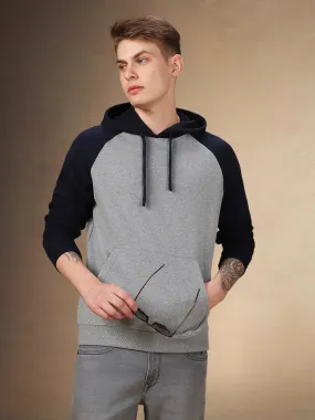 Men's Colorblocked Hooded Full Sleeves Regular Fit Hoodie