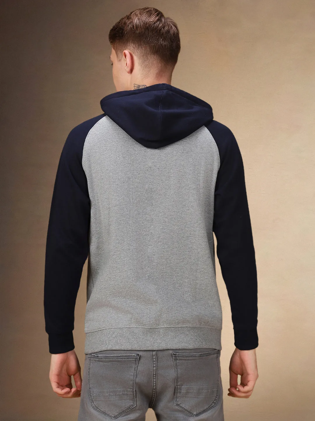 Men's Colorblocked Hooded Full Sleeves Regular Fit Hoodie