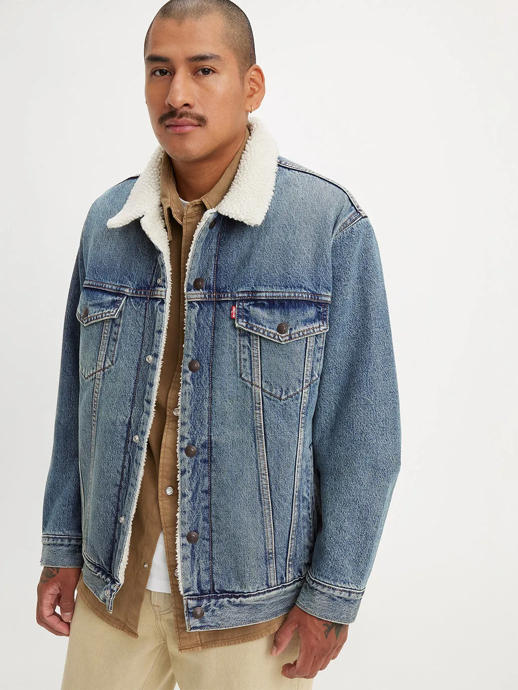 Men's Solid Blue Spread Collar Denim Jacket