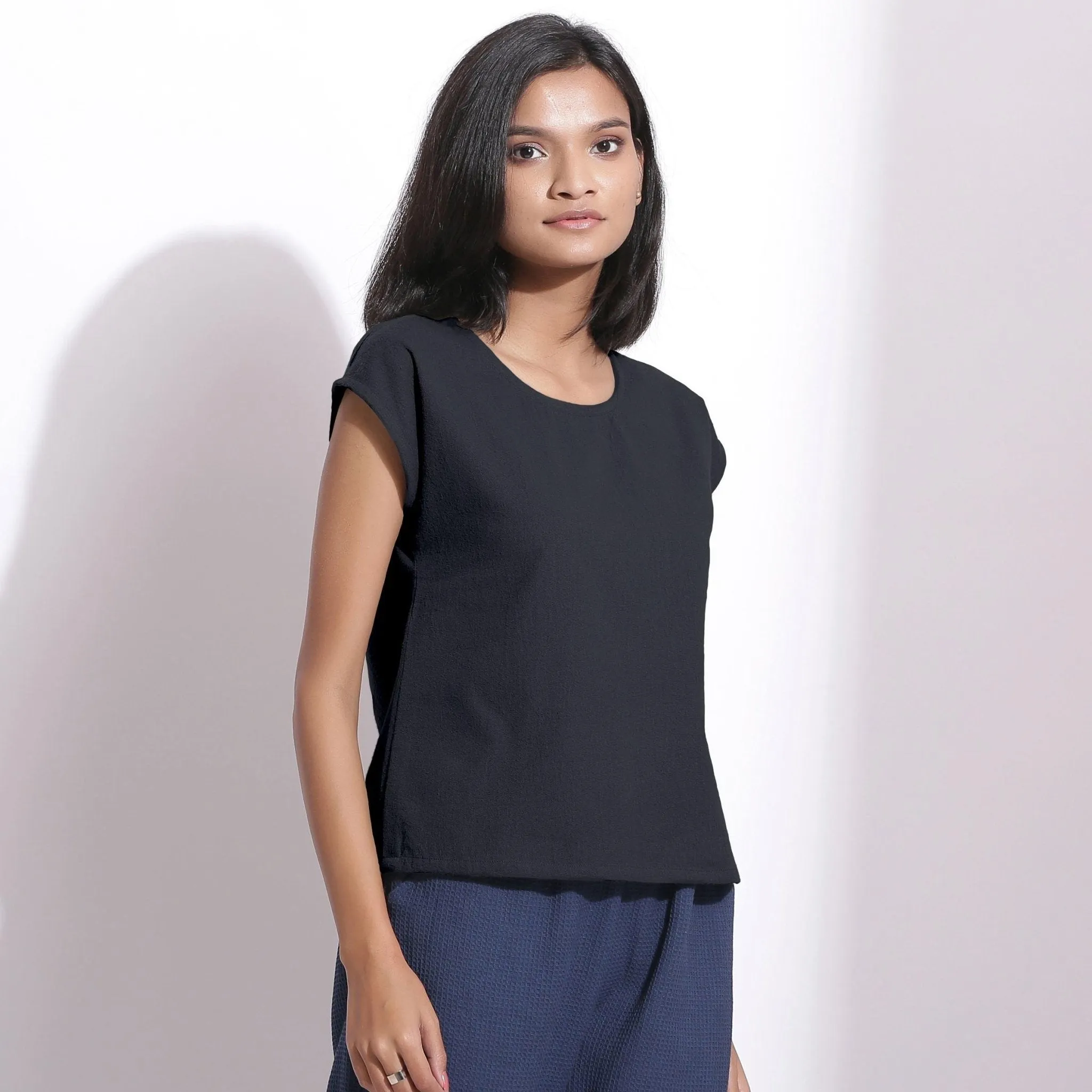 Moonlight Black Warm Cotton Flannel Essential Top