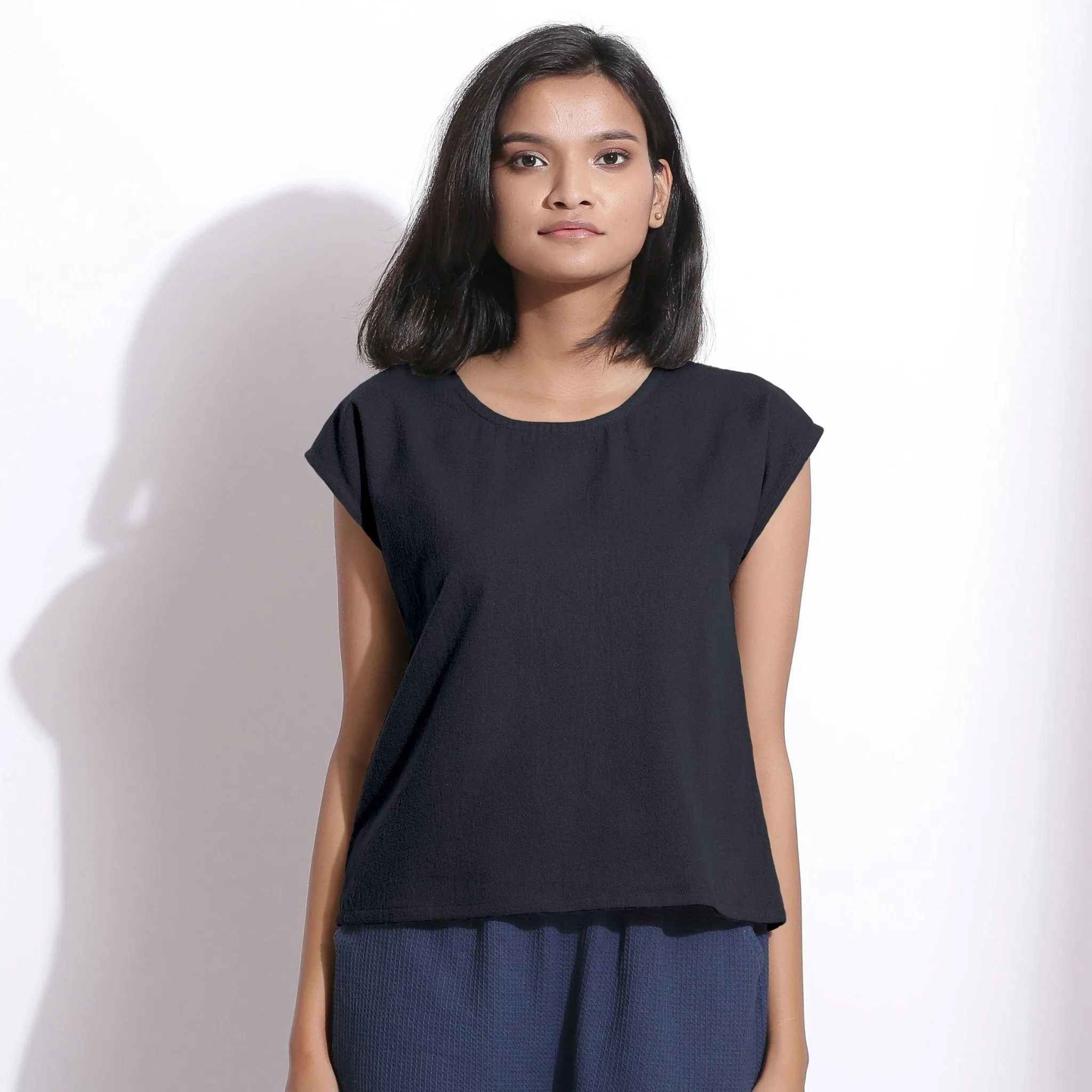 Moonlight Black Warm Cotton Flannel Essential Top