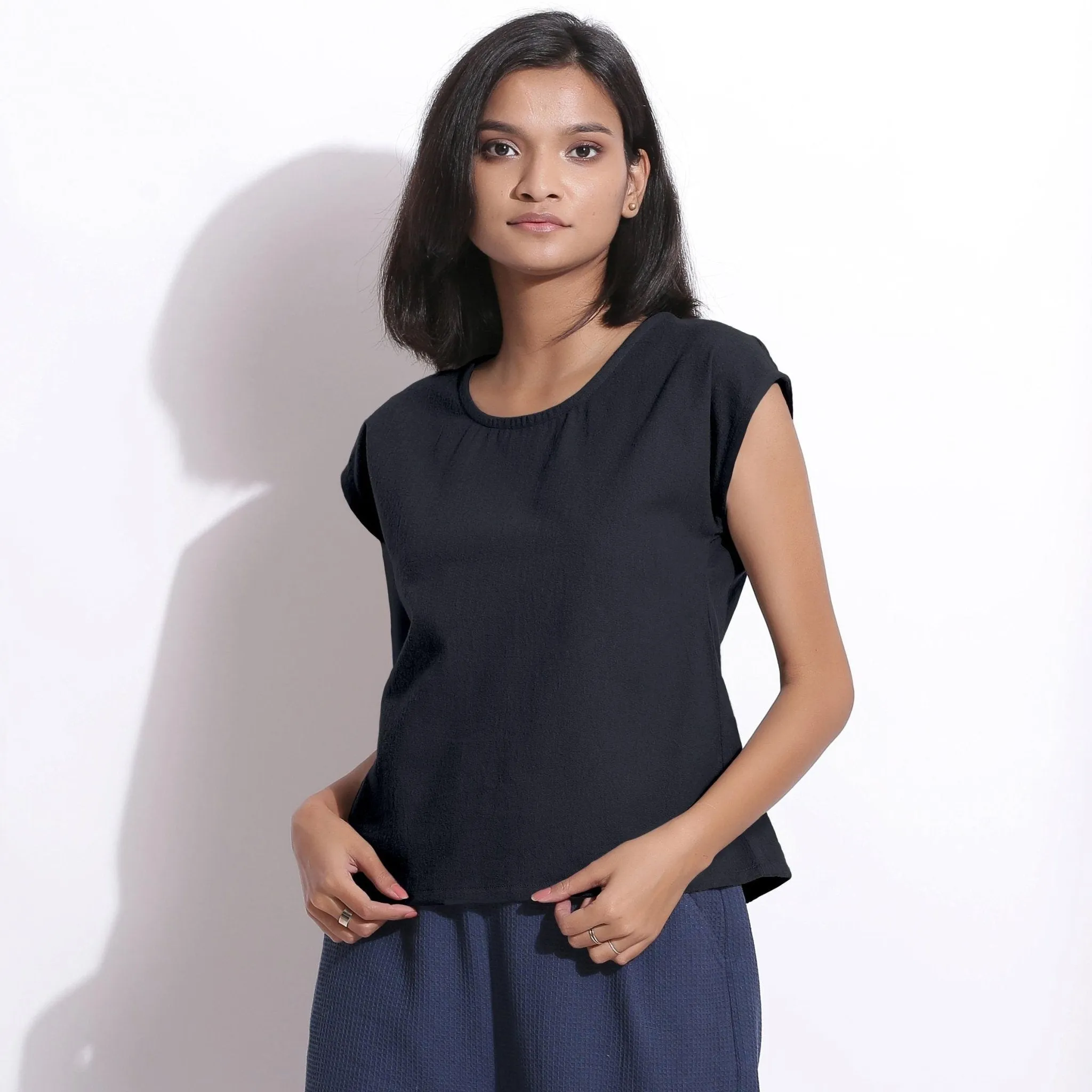 Moonlight Black Warm Cotton Flannel Essential Top