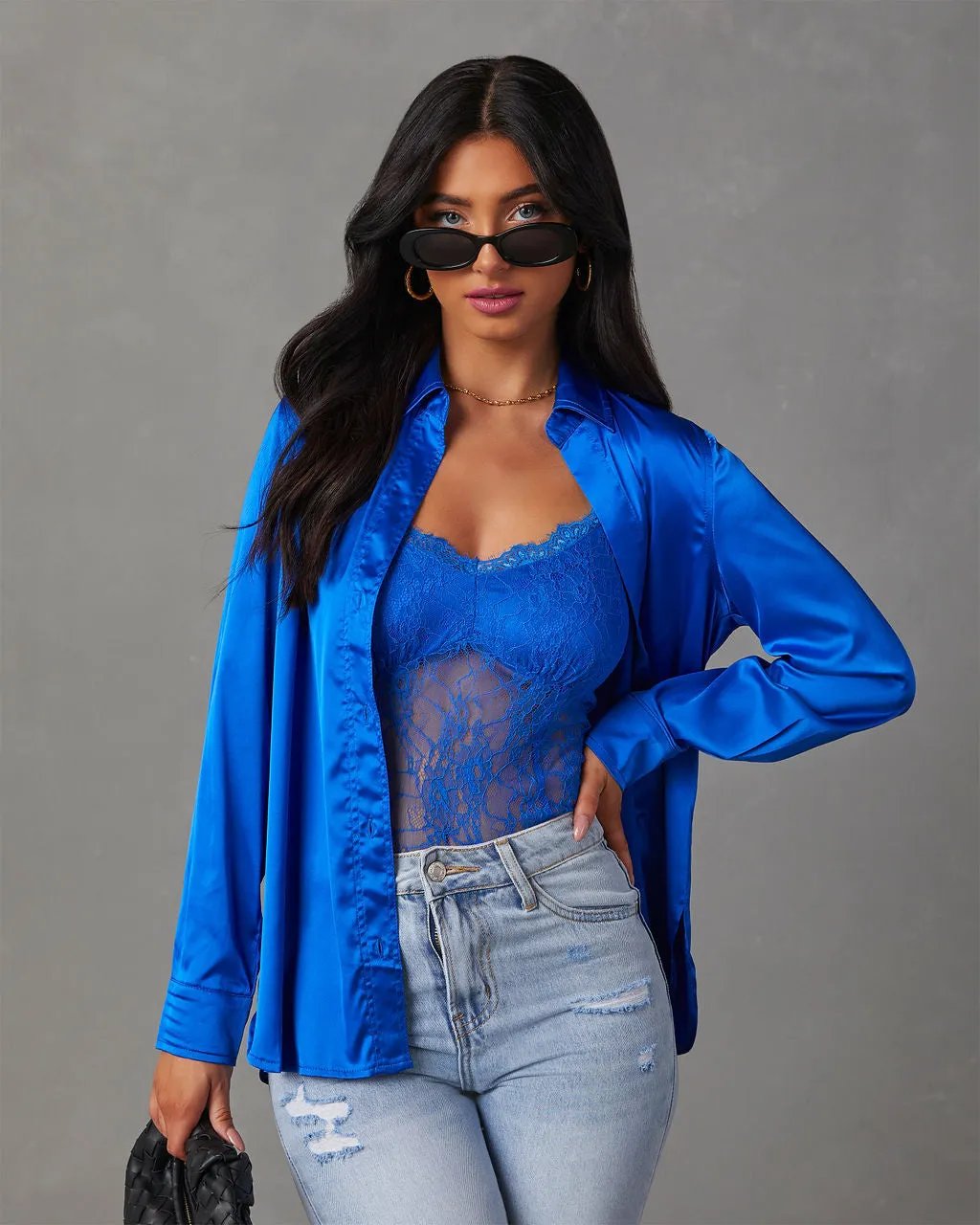 Nadine Satin Button Down Top