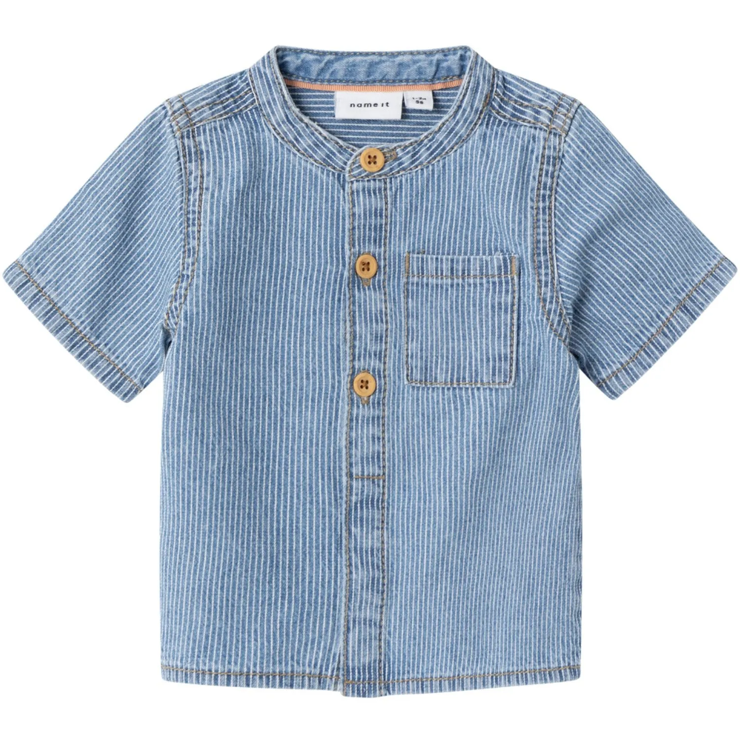 Name It Light Blue Denim Leo Stripe Denim Shirt