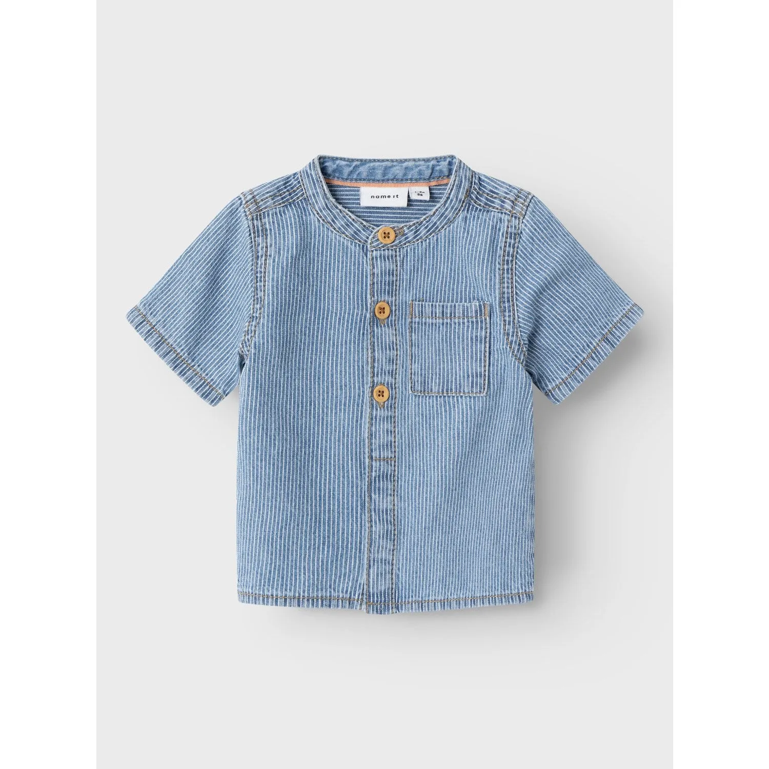 Name It Light Blue Denim Leo Stripe Denim Shirt