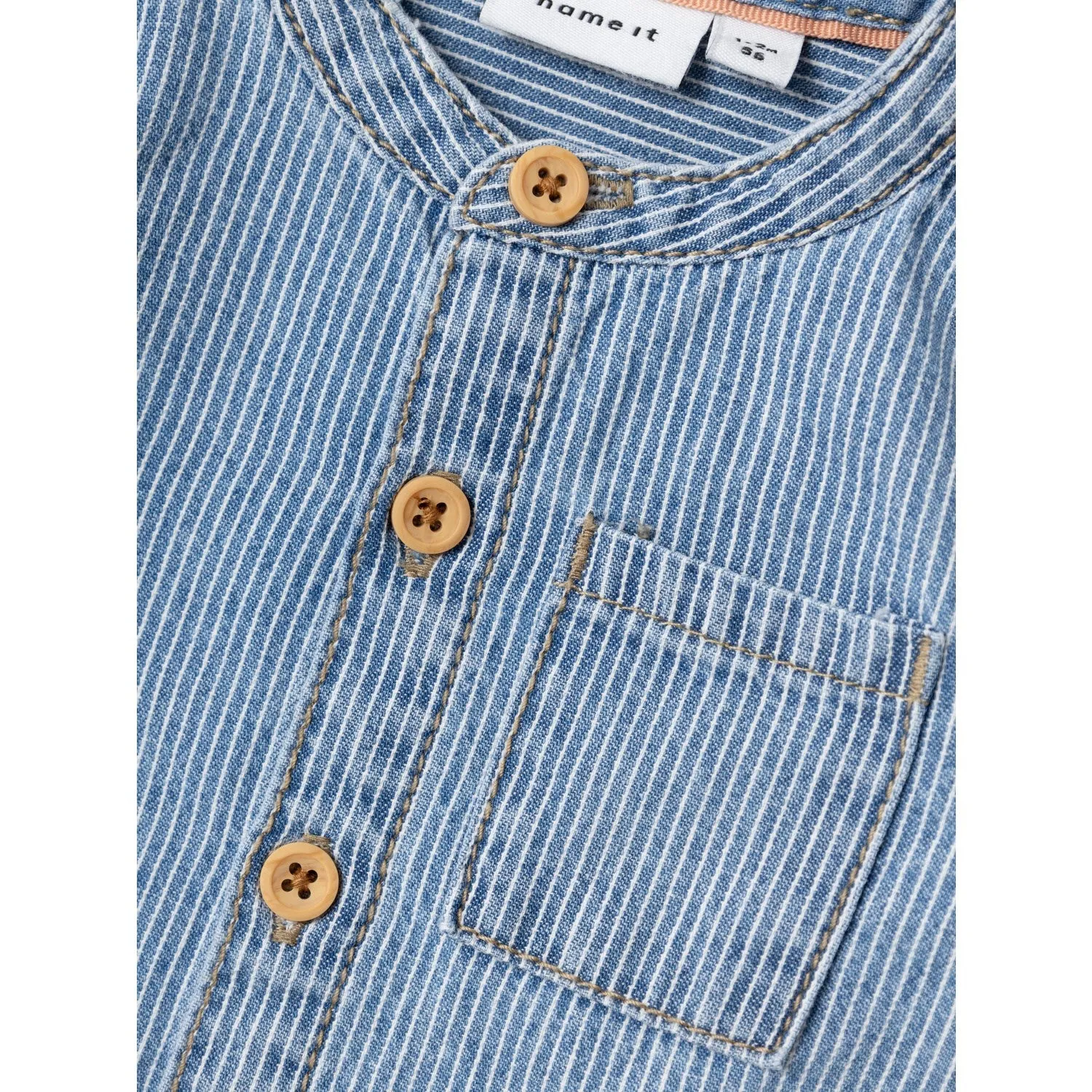 Name It Light Blue Denim Leo Stripe Denim Shirt