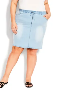 Naomi Denim Drawstring Skirt | Light Wash