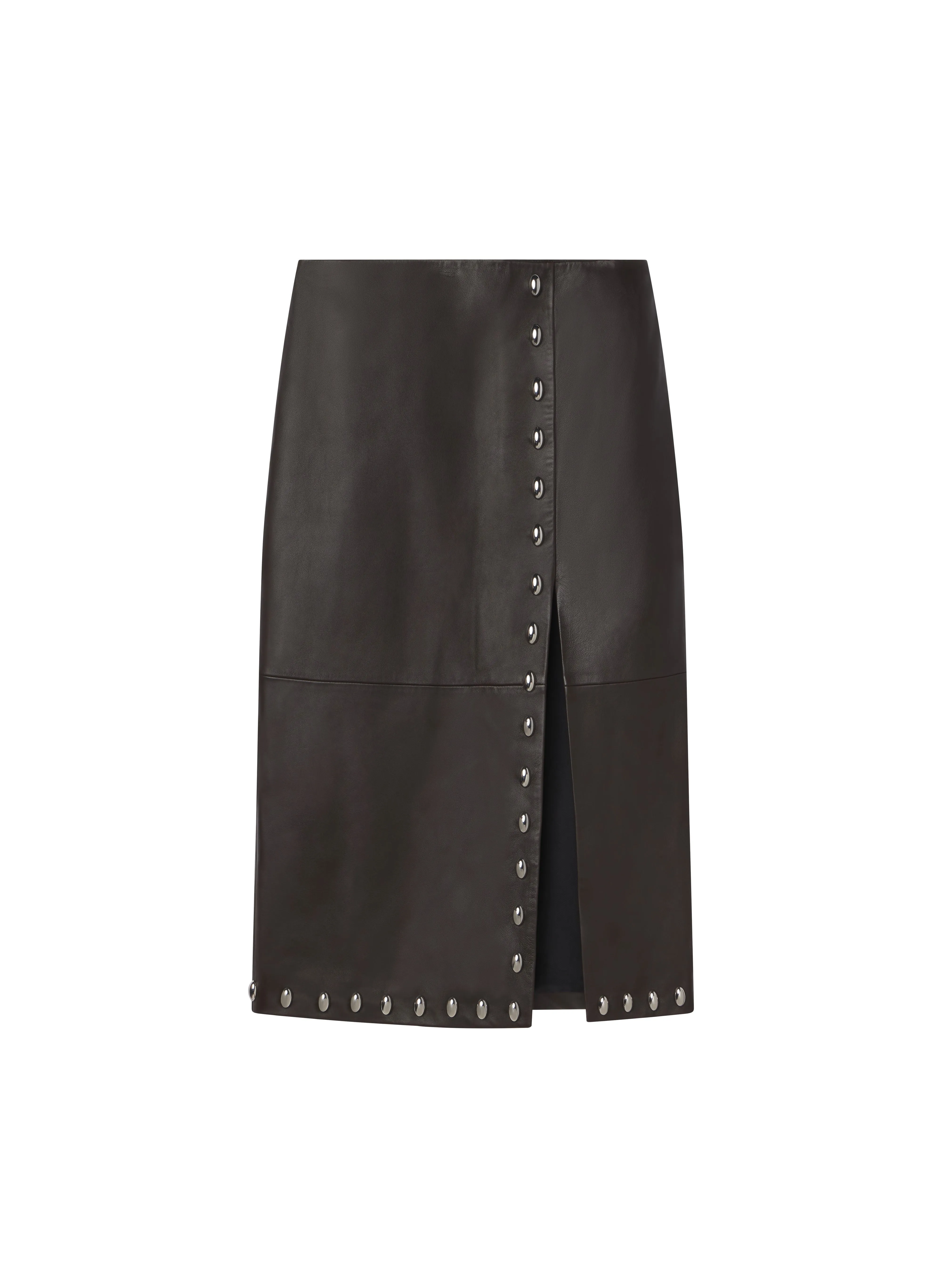 Naomi Studded Leather Midi Skirt