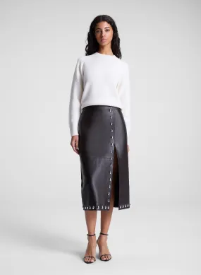 Naomi Studded Leather Midi Skirt