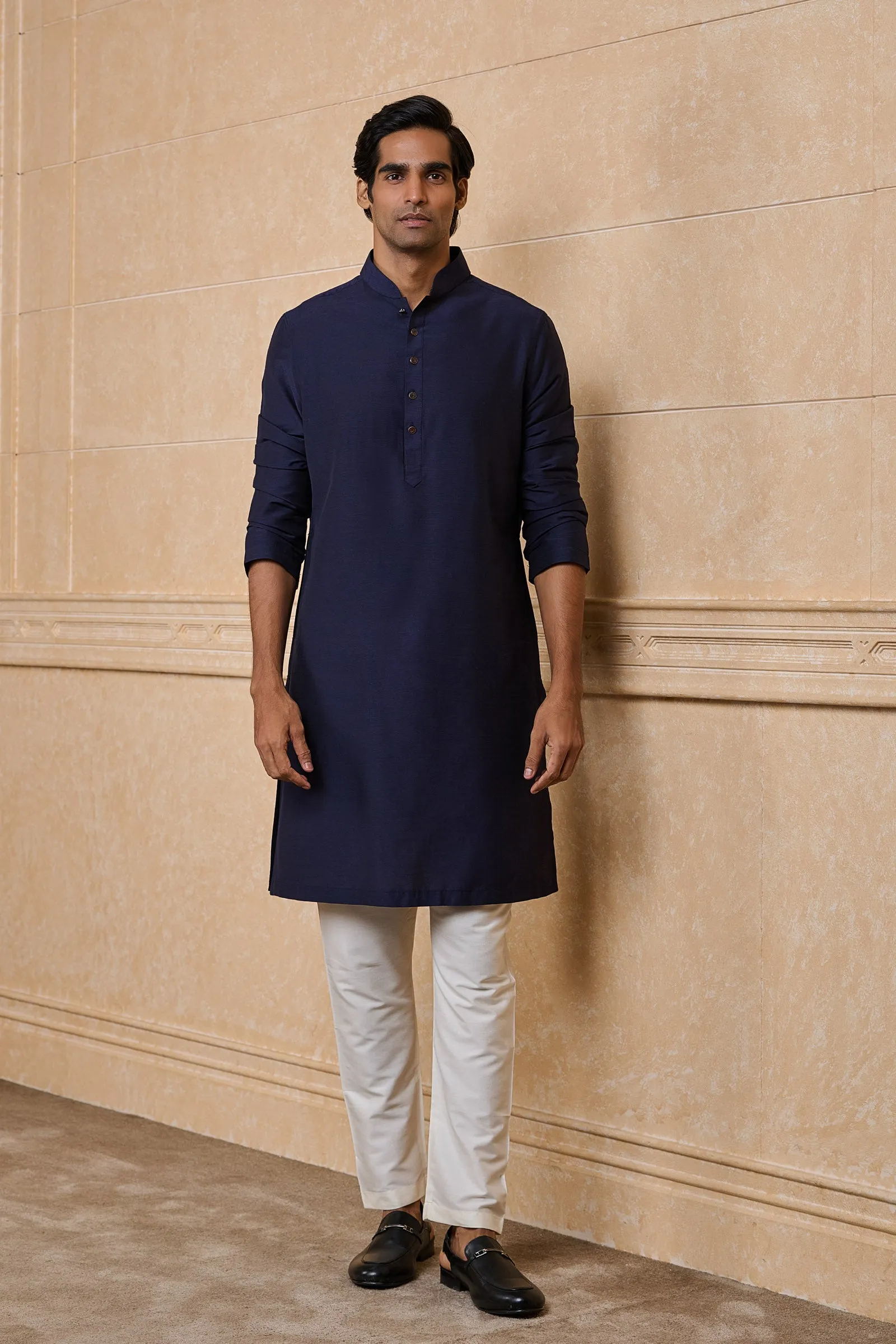 Navy Classic Solid Single Kurta