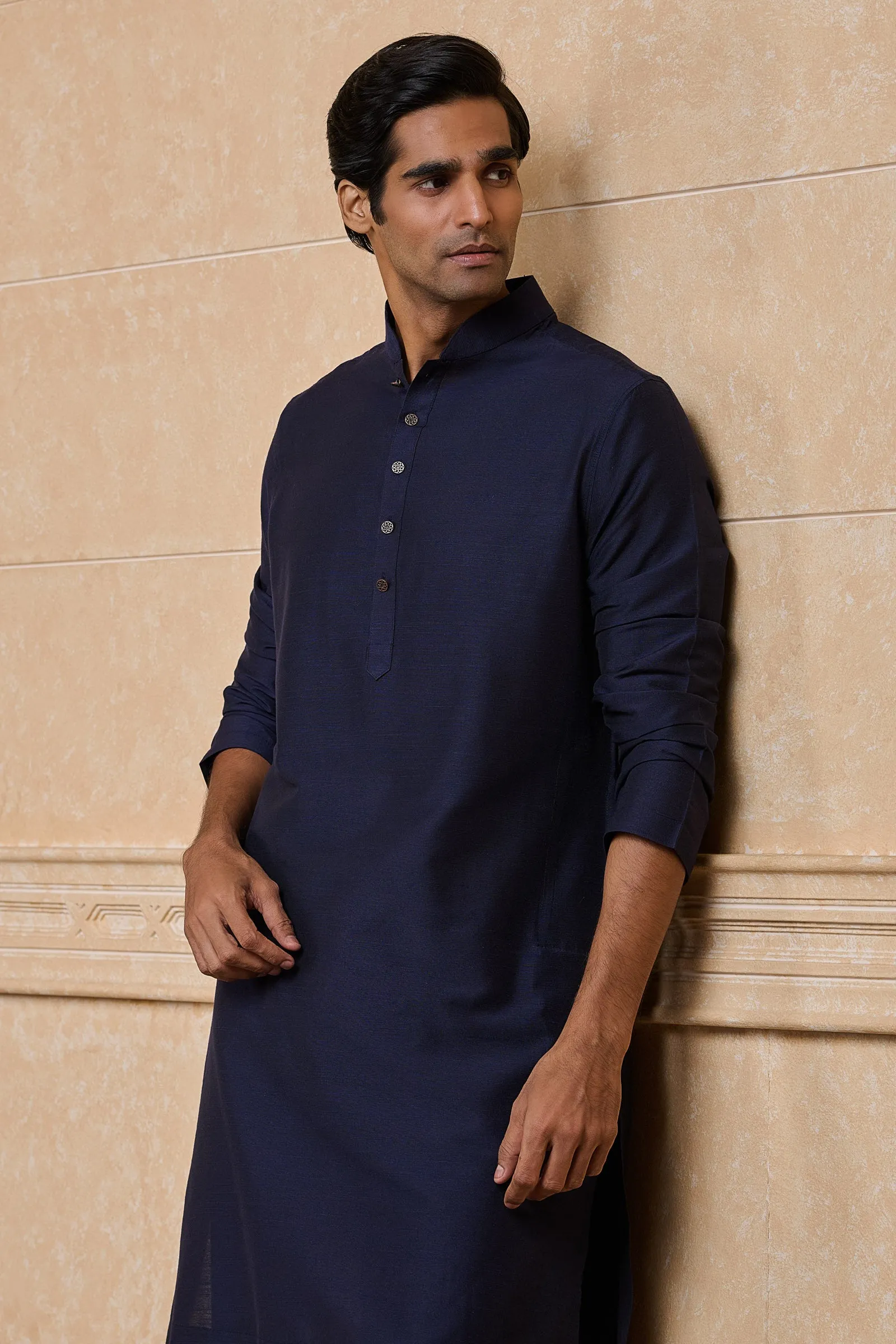 Navy Classic Solid Single Kurta