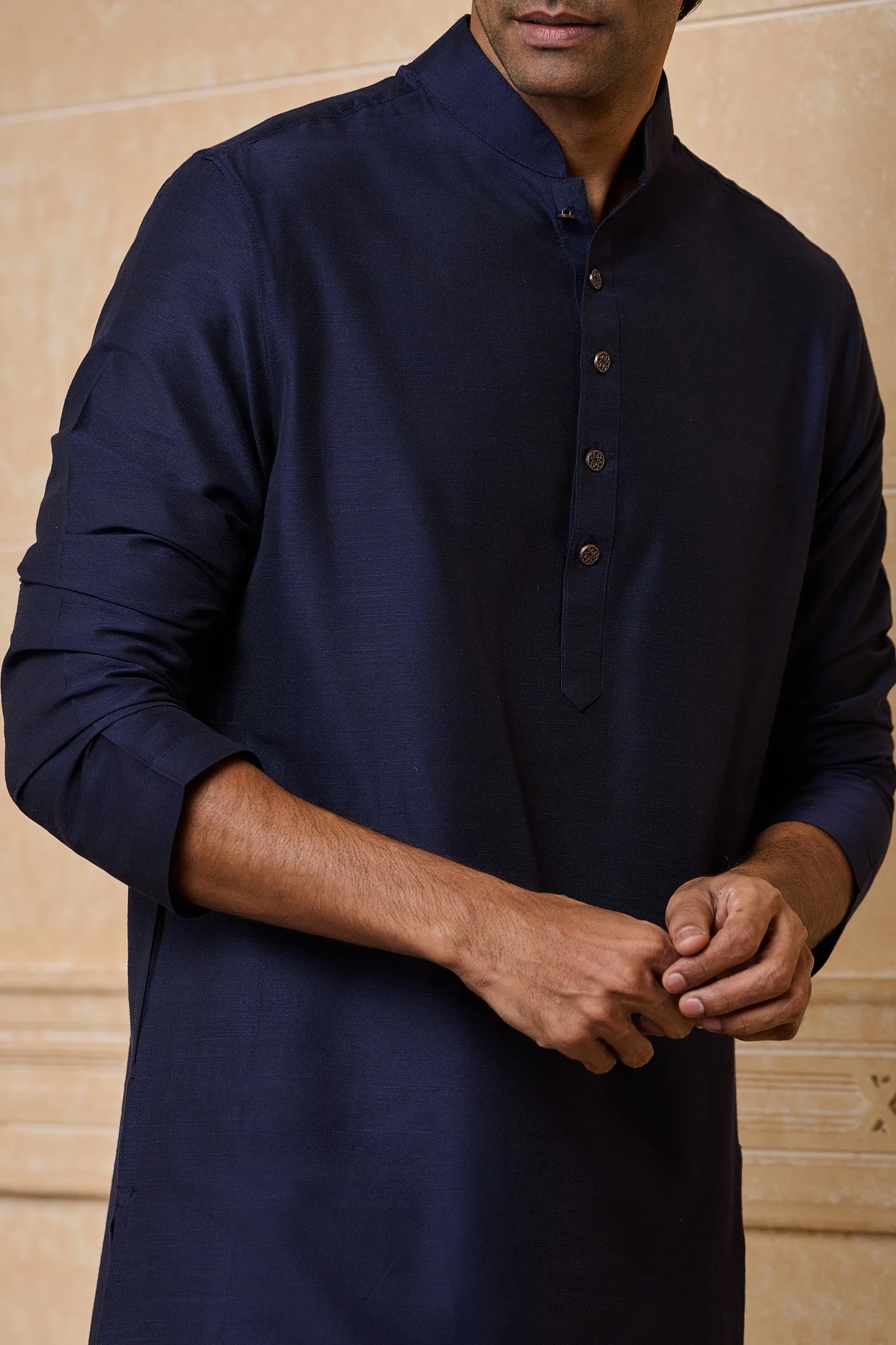 Navy Classic Solid Single Kurta