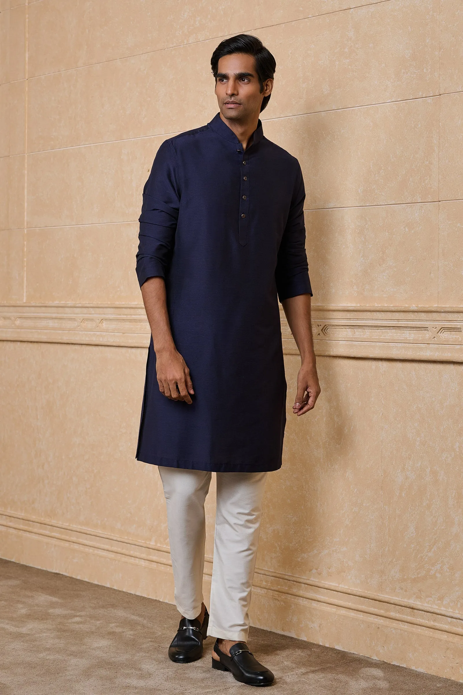 Navy Classic Solid Single Kurta