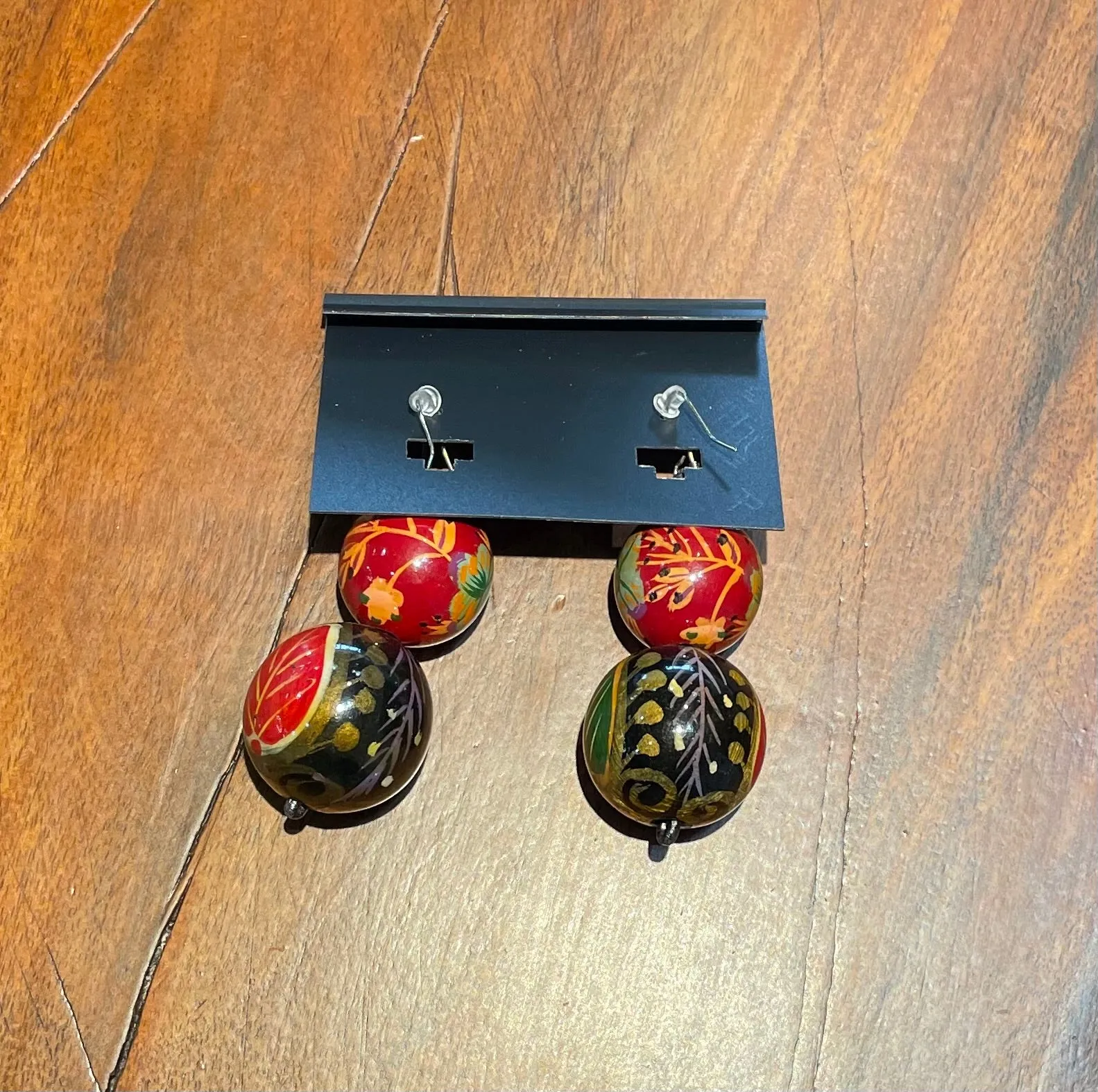 Orange Ball Drop Earrings by Jeff Lieb