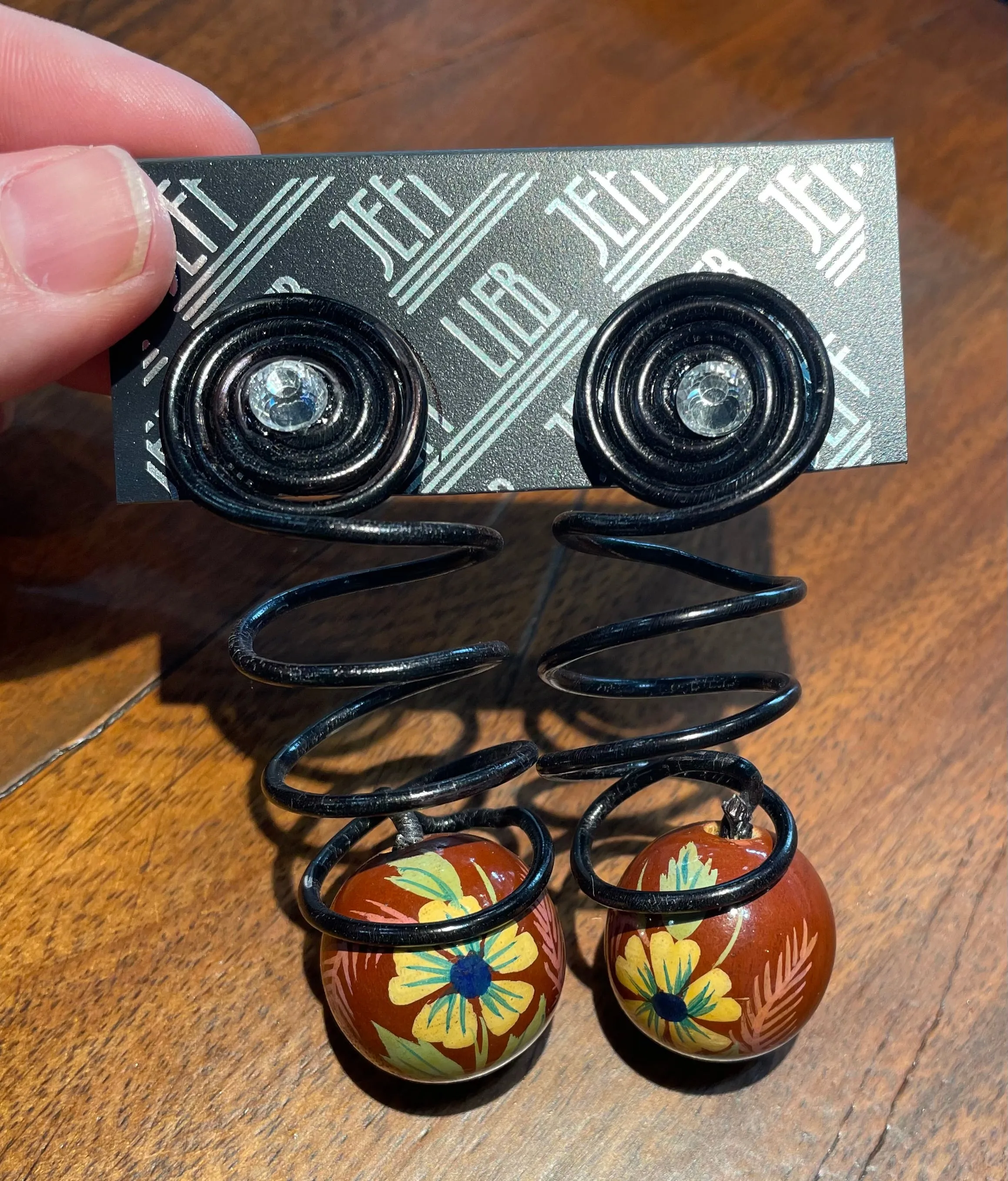 Orange Ball Drop Earrings by Jeff Lieb