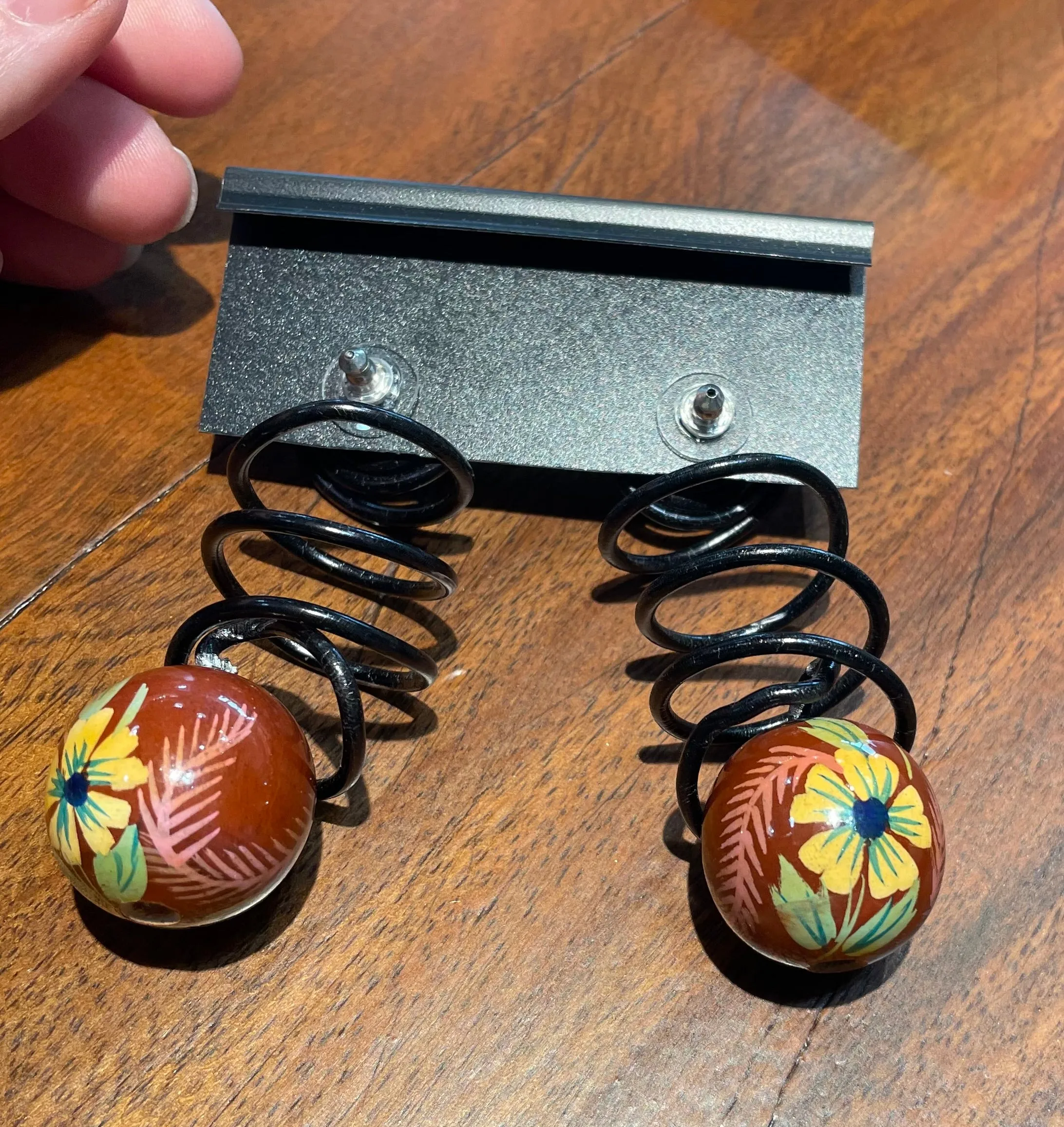 Orange Ball Drop Earrings by Jeff Lieb