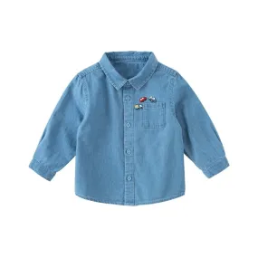 Original Car Collector Boy Blue Denim Shirt