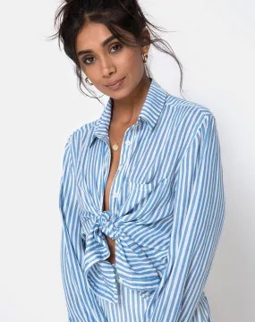 Oxford Shirt in Basic Stripe Blue and White