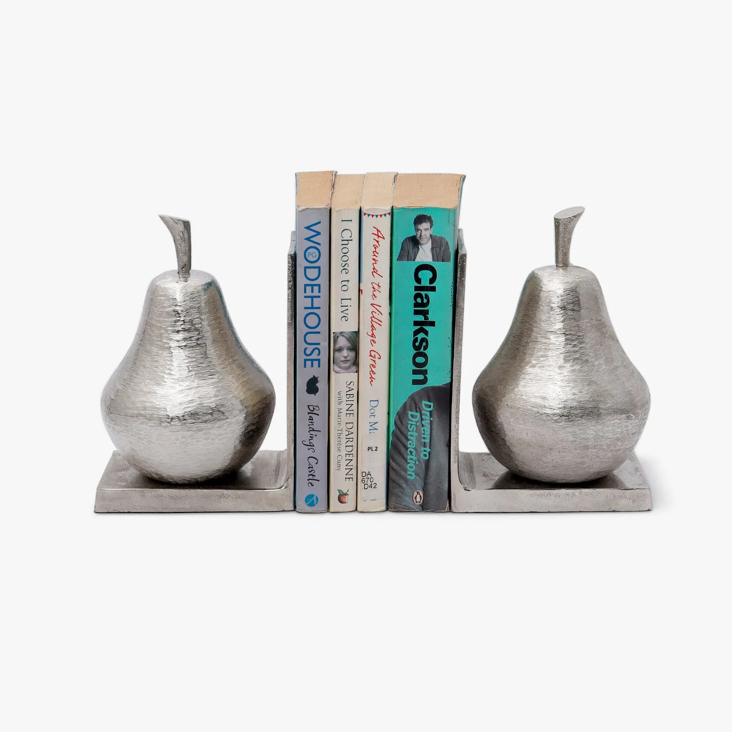 Pear Unique Bookends-Silver-Cdbnd0019