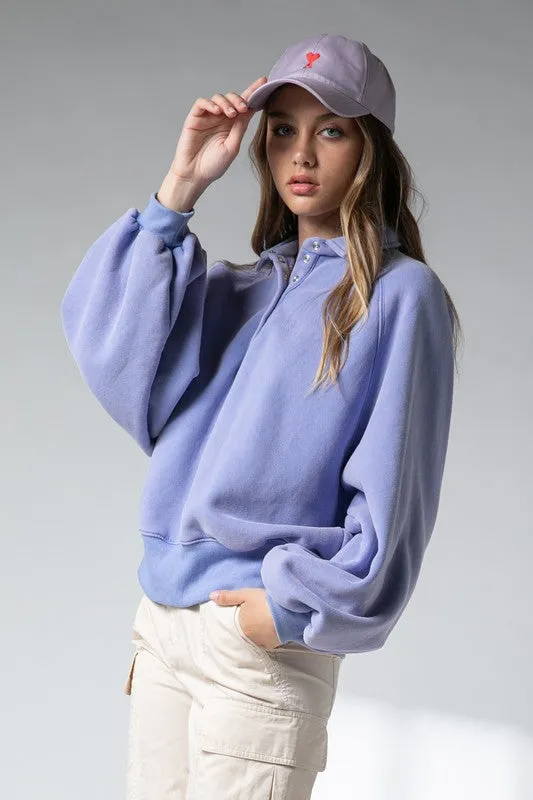 Piper Snap Button Collared Sweater Blue